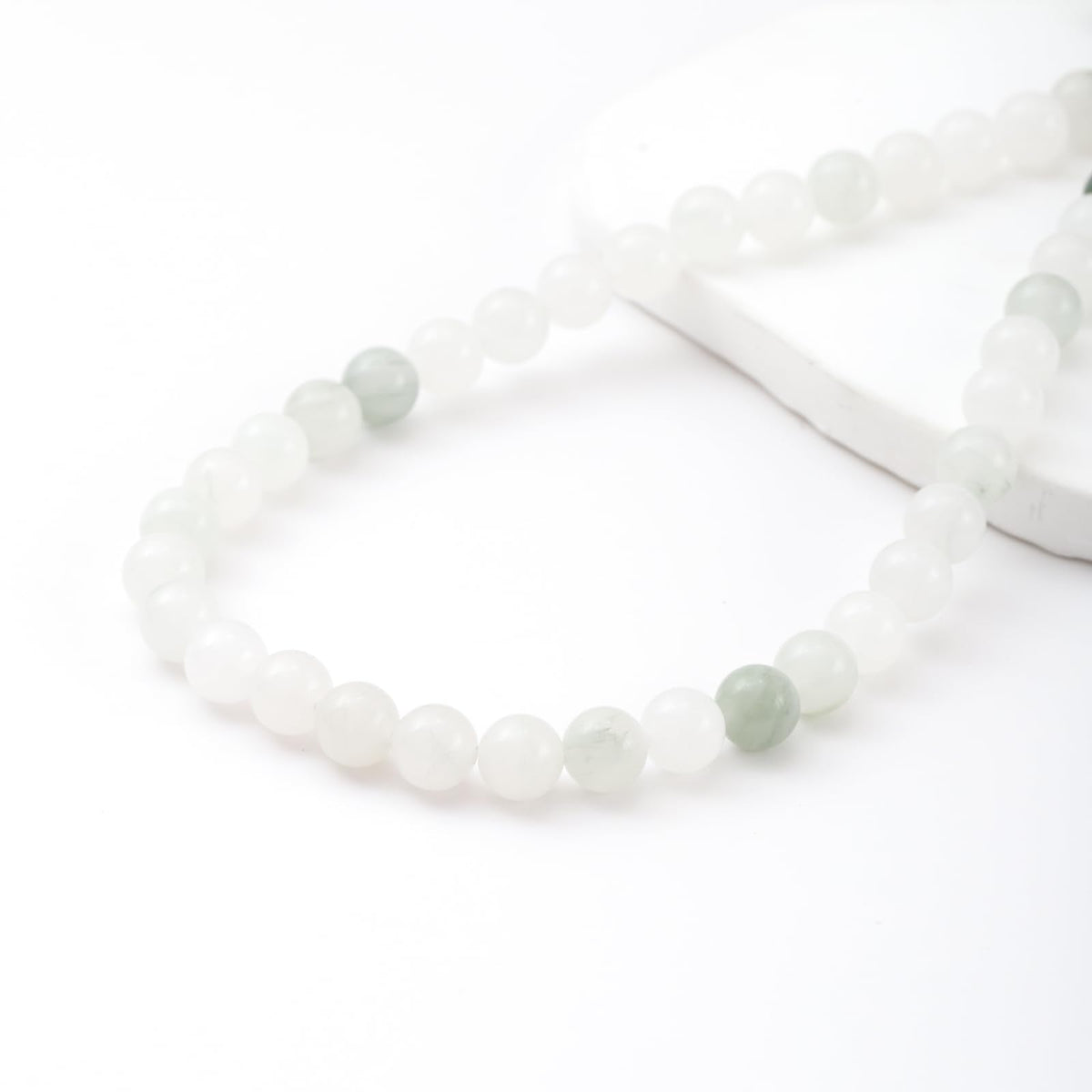 6mm 60pcs DIY Natural White Jade Stone Beads Round Healing Crystal Gemstone Loose Beads for Jewelry Making Handmade Bracelet Necklace