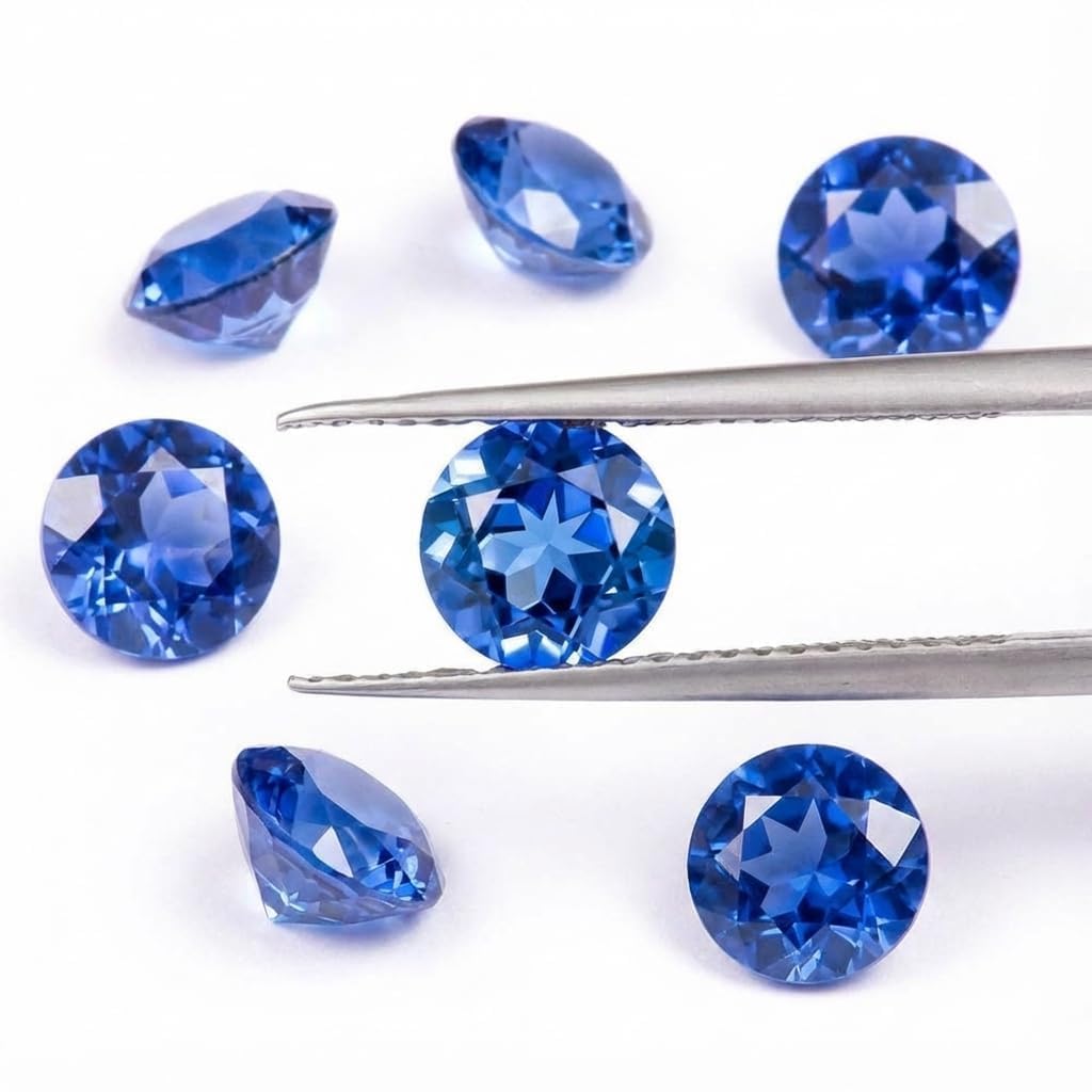 AGL Certified Lab Grown Sapphire, Brilliant Cut Loose Stone, for Fine Jewelry Making, 0.5 Carat (5mm)
