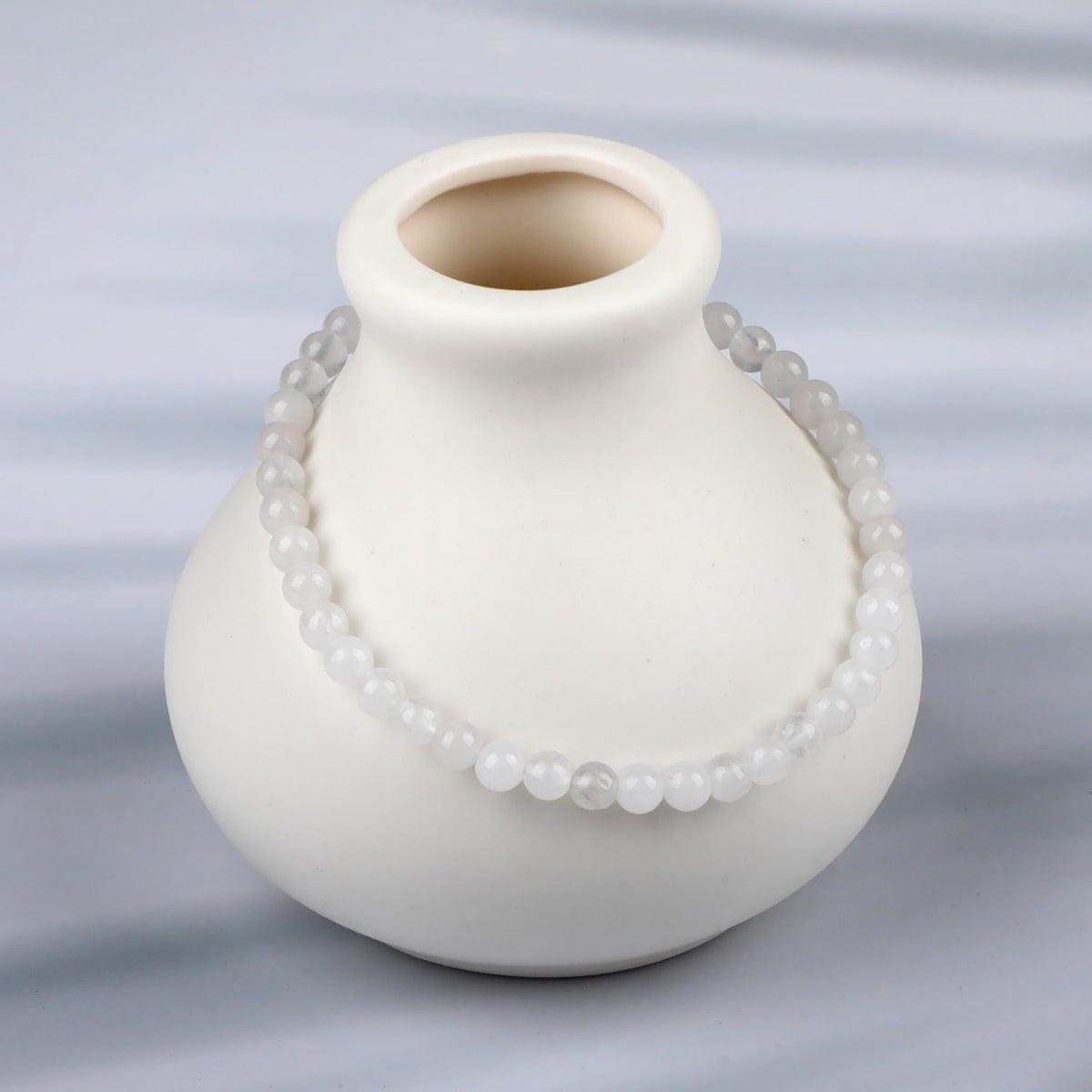 LPBeads Handmade Natural Gemstone Stretch Elastic 4m White Jade Bracelet Healing Crystal Round Stone Beads Jewelry Gifts for Women Men