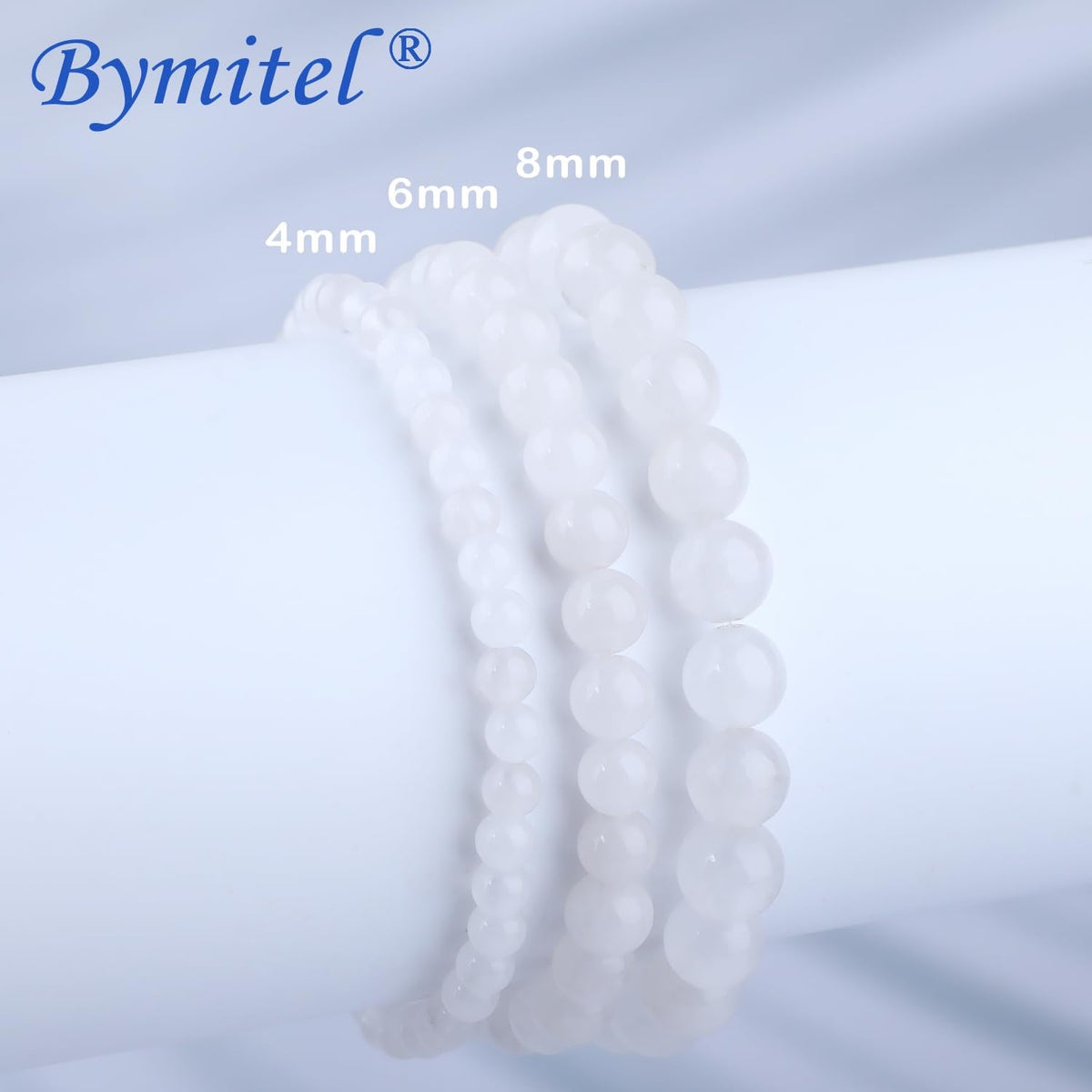 Bymitel 4mm White Jade - Handmade Reiki Gemstone Stretch Bracelet, Natural Beauty & Spiritual Essence, Crystal Healing for Unisex Adults