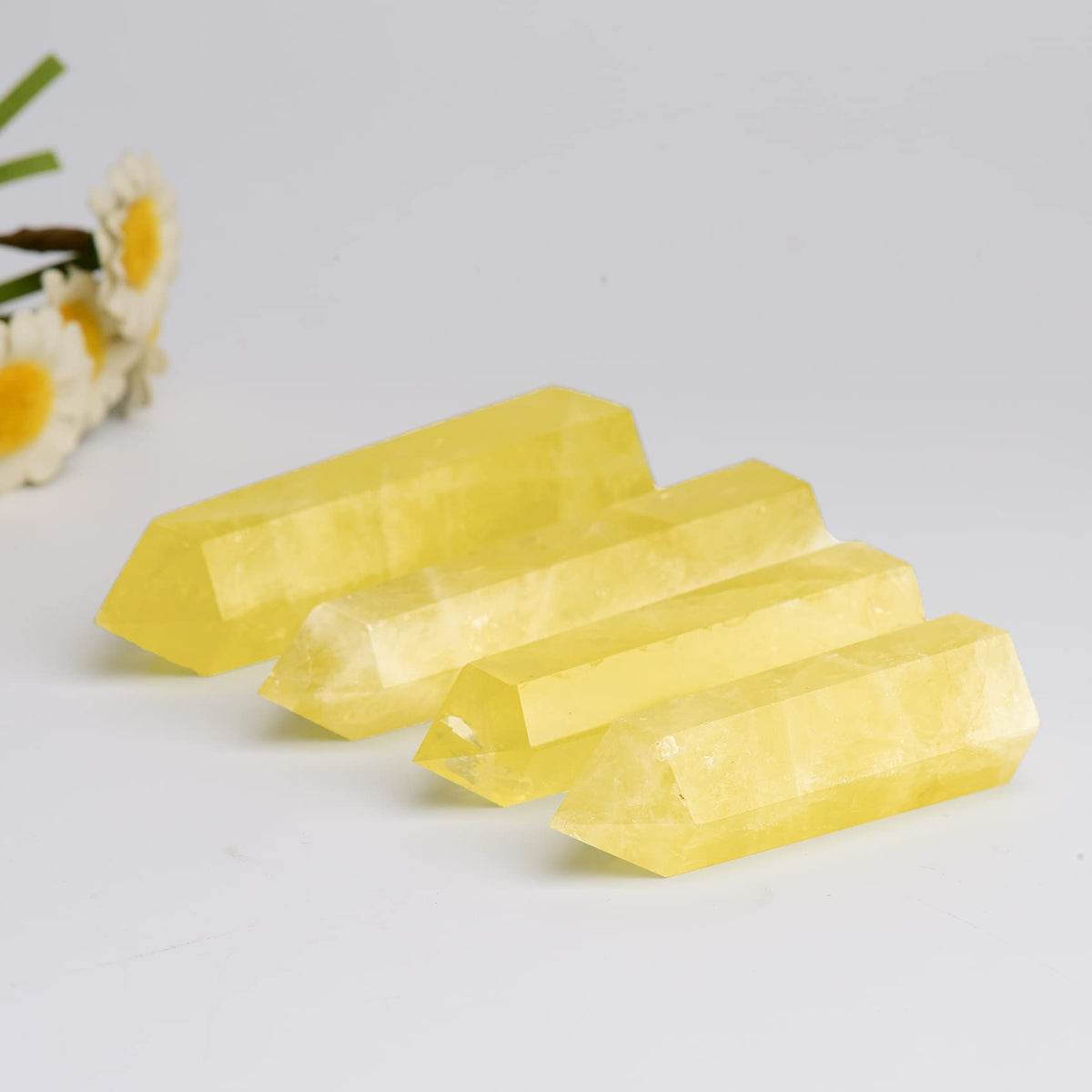 WUYOUSHI 1PCS Citrine Natural Crystal Towers / 2.75-3.54" Healing Crystal Wand / 6 Faceted Chakra Reiki Meditation Therapy