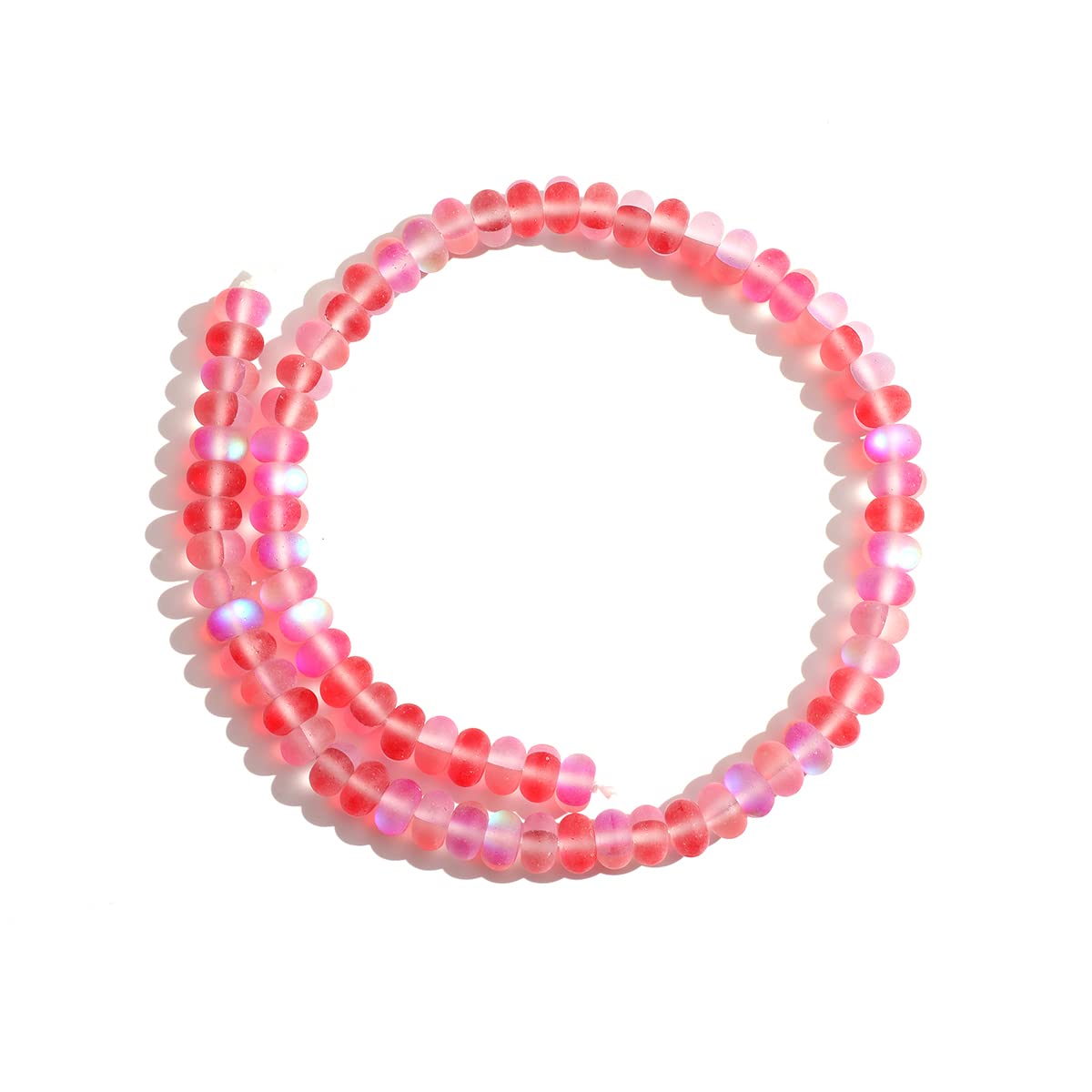 5x8mm Red Matte Aurora Crystal Glass Beads Loose Rondelle Disc Beads Frosted Moonstone for Jewelry Making