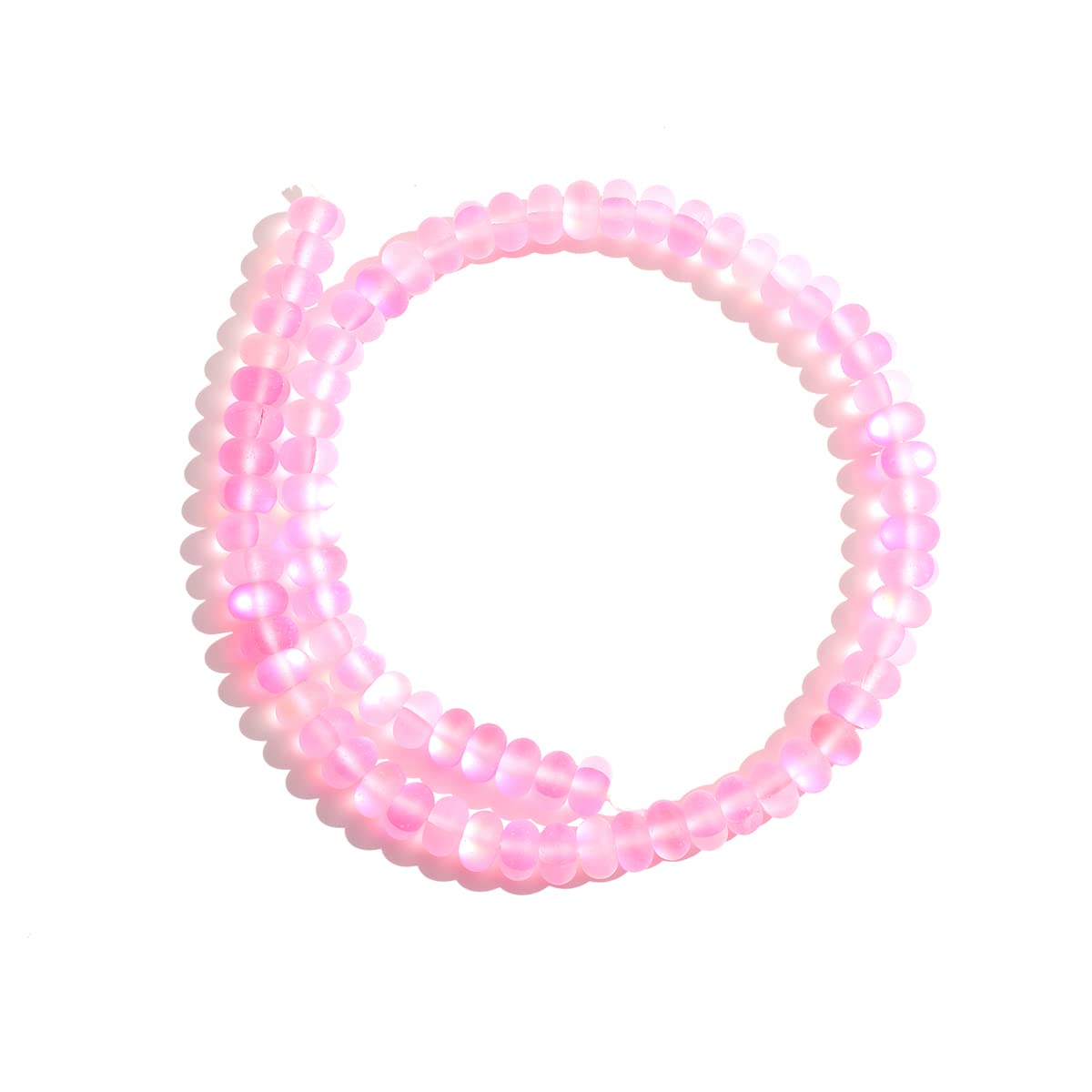 5x8mm Pink Matte Aurora Crystal Glass Beads Loose Rondelle Disc Beads Frosted Moonstone for Jewelry Making