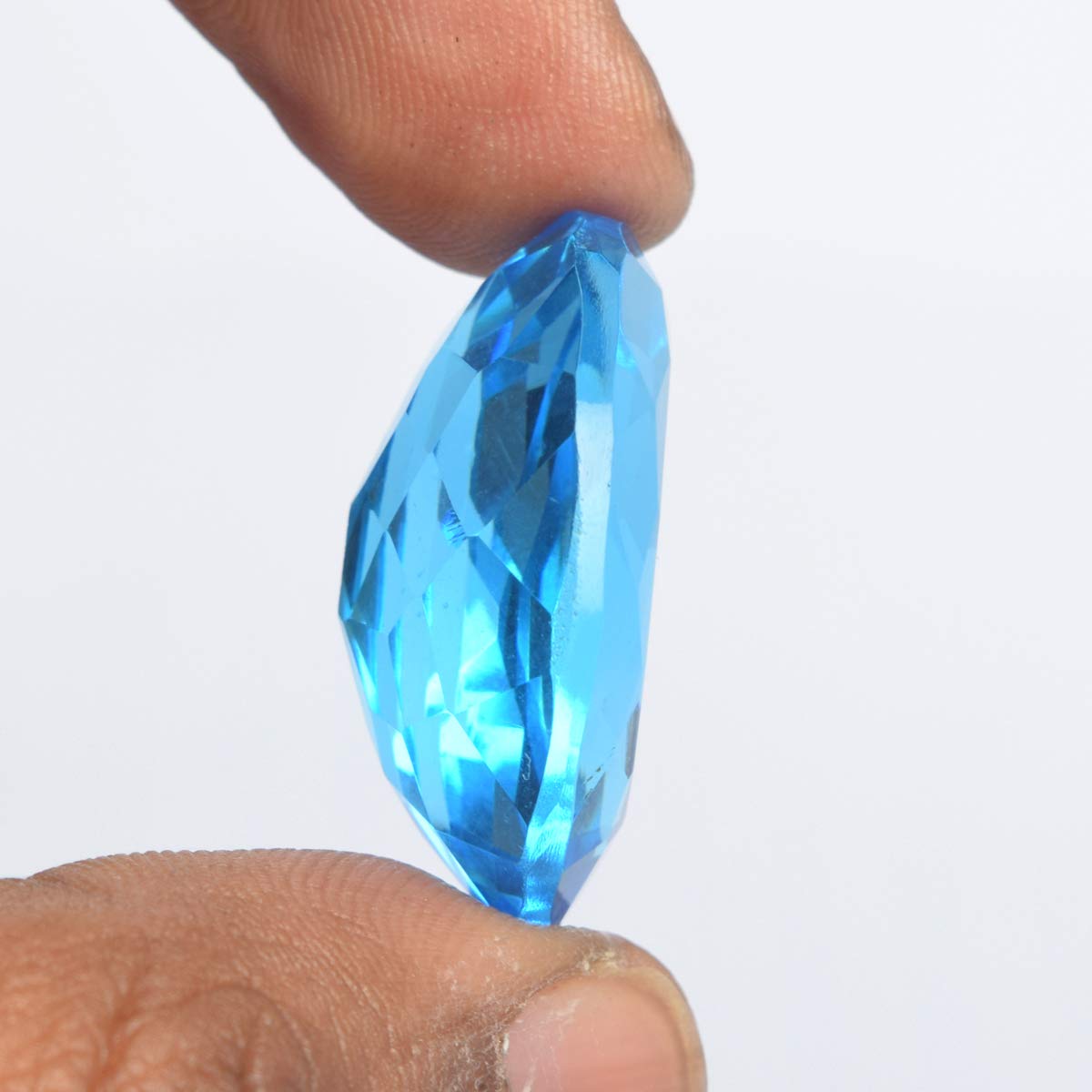 GEMHUB Loose Gemstones Beads for Jewelry Making 73.50CT Swiss Blue Topaz Oval Shaped Beads for Bracelets