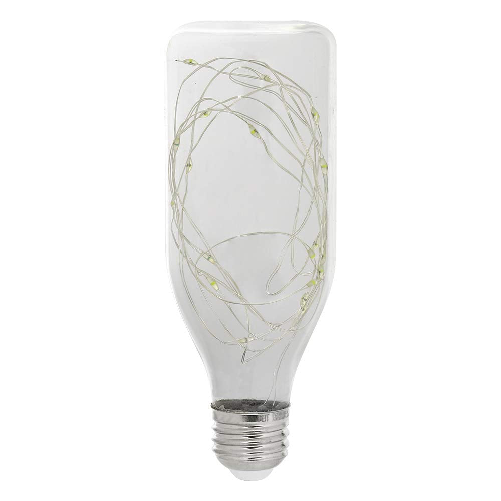 Feit Electric FY/BOT/SW/LED 1.5W Decorative Magical Glow Fairy Bottle 27K Clear LED Light Bulb, 6.07" H x 2.24" D, 2700K Soft White