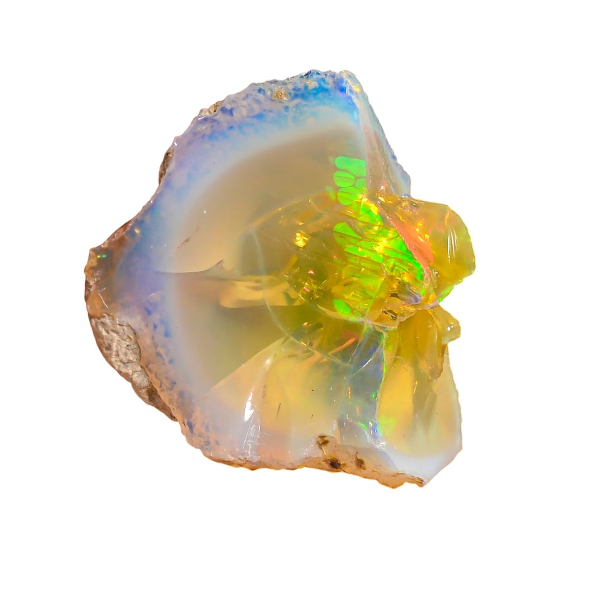 Elegant Wire Fire Ethiopian Opal Rough Loose Gemstone | 14.00 Cts Lightweight Raw Crystal Healing Stone for Bracelet Pendant Jewelry Making