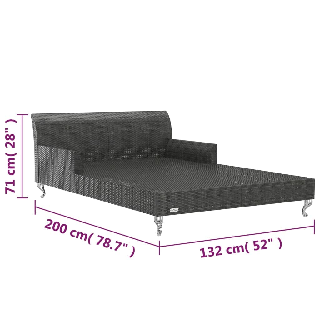 JHQHSM Black Rattan 2-Person Garden Sun Bed with Cream White Cushions, Outdoor Sun Lounger for Patio