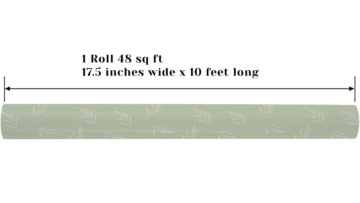 ZINTBIAL Reversible Gift Wrapping Paper Roll - Light Green Background with Beige Leaves - Green Stripe Design - for Birthdays,Weddings,Baby Showers,Mother's Day,Christmas - 17.5" x 33' (48 sq. ft.)