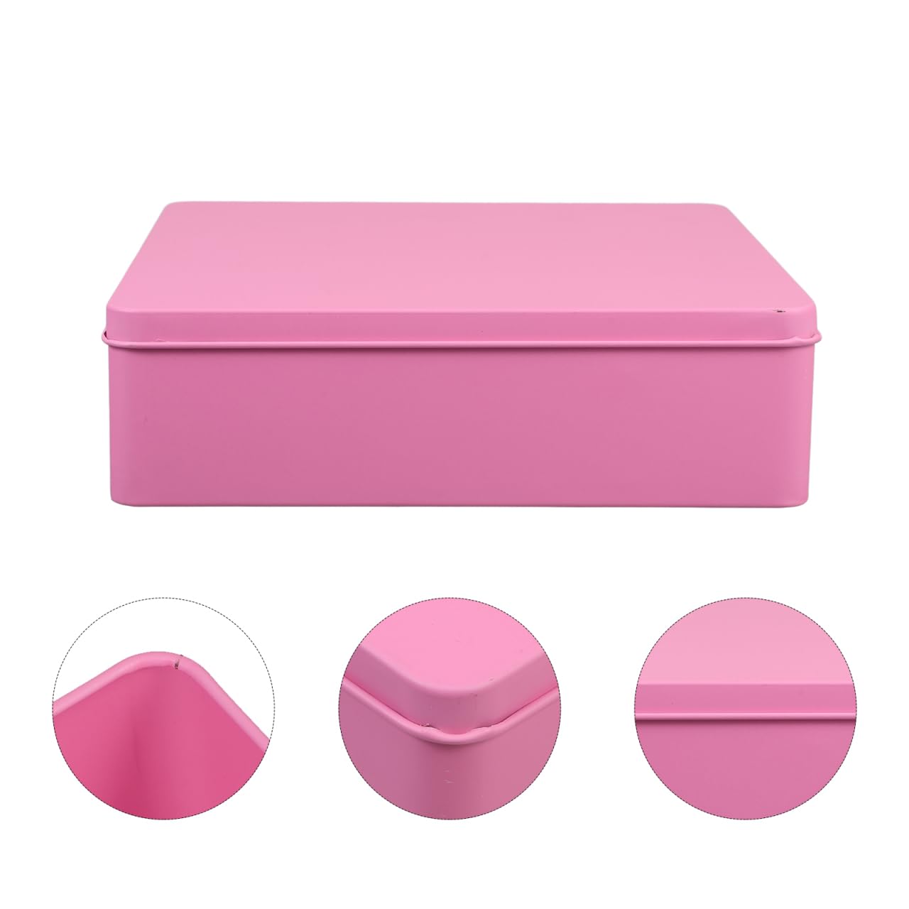 Cabilock Large Square Tinplate Storage Box with Lid for Cookies Snacks and Metal Container for Kitchen Organization and Home Storage 7.87X7.87X2.2 Inches