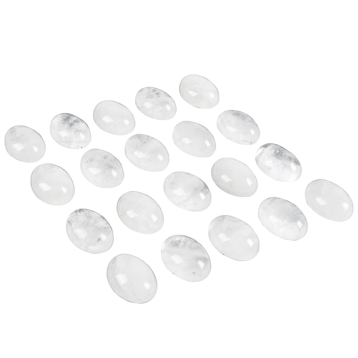 Casaper Natural Rock Quartz Oval Cabochons Cab Flat Back Loose Stone Beads for Jewelry Making, Polished DIY Crystal Crafts 13x18mm, Pack of 10