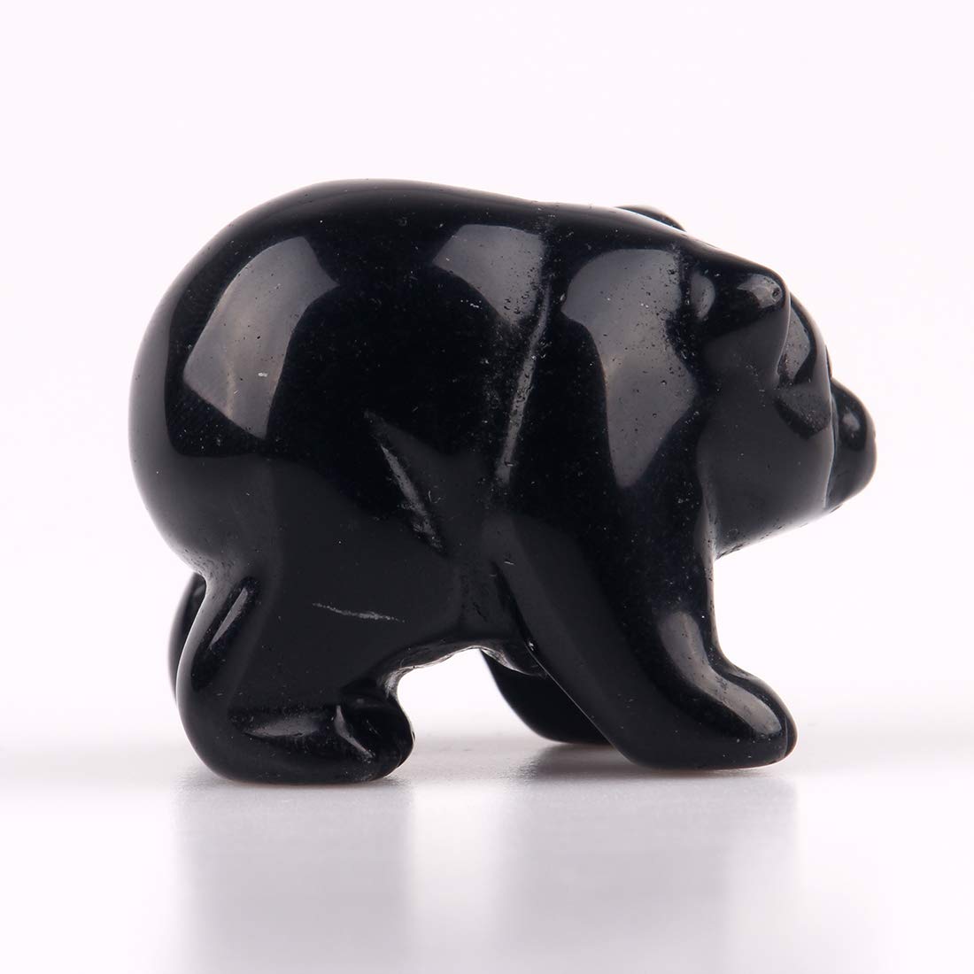Natural Beads Semi Stone Carved Bear Black Obsidian Statue Chakra Healing Reiki Crafts (Black Obsidian)