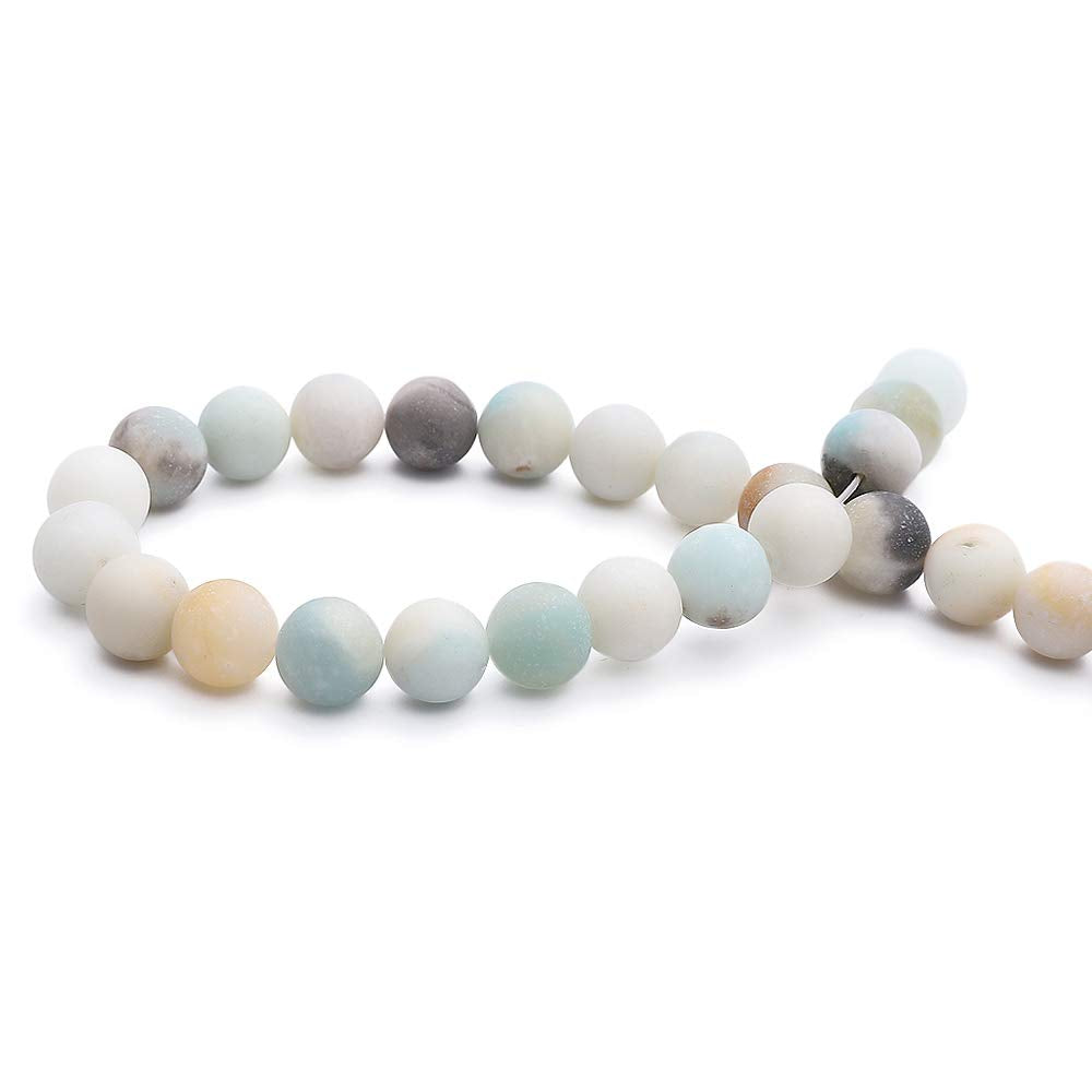 BEADIA Natural Matte Amazonite Jade Stone Round Loose Semi Gemstone Beads for Jewelry Making 6MM 61PCS