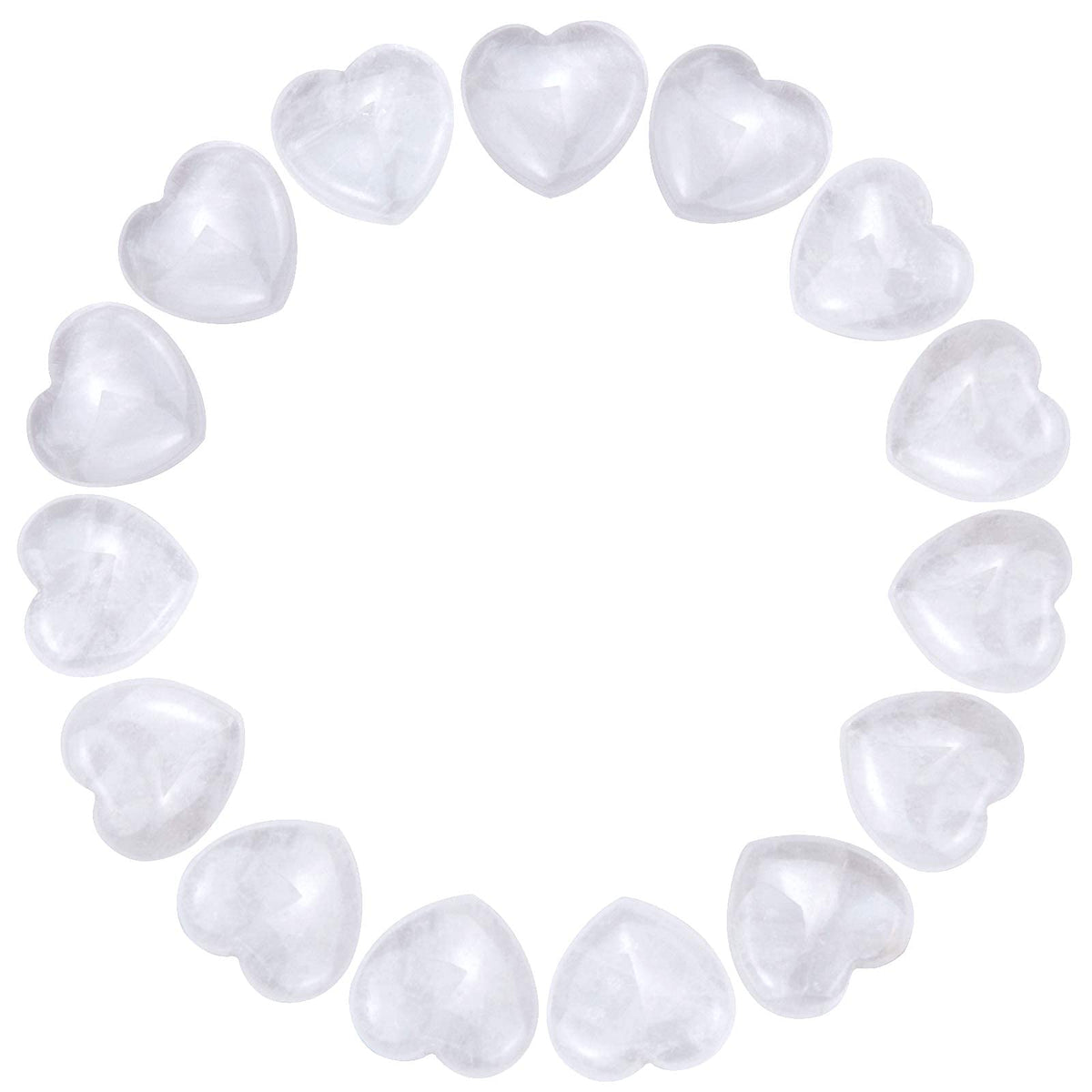 Marrywindix 15 Packs 0.8 Inch Healing Crystal Natural White Crystal Heart Love Carved Palm Worry Stone Chakra Reiki Balancing
