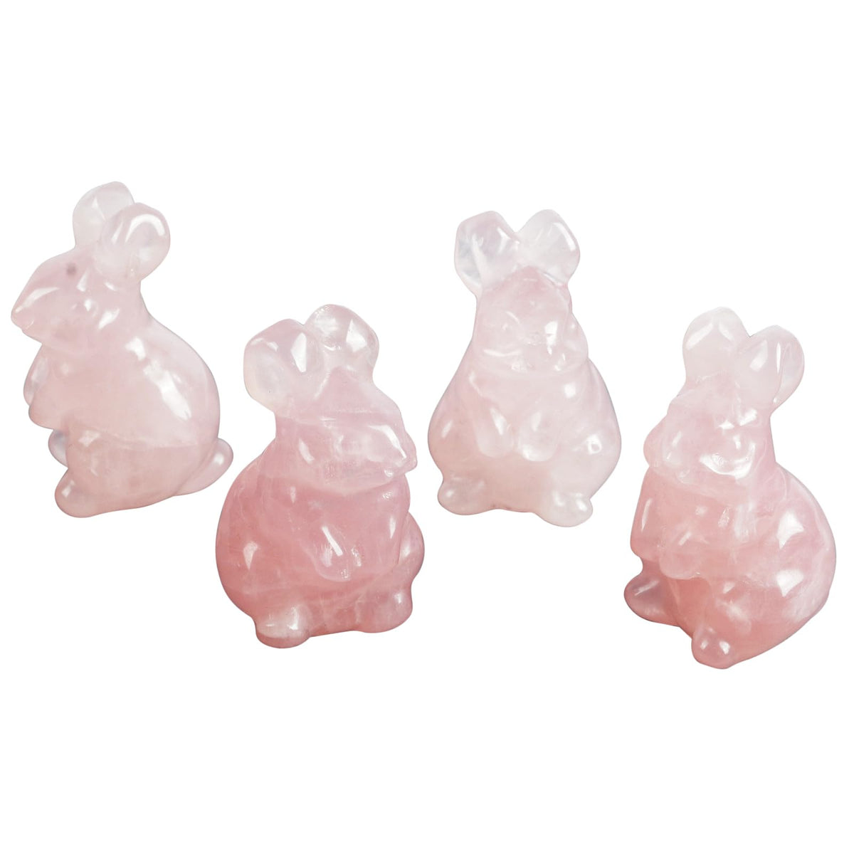 Loveliome Rabbit Crystal Decor Figurines, 2 Inches Natural Healing Stones Hand Carved Sculpture Ornaments Colletctible, Rose Quartz