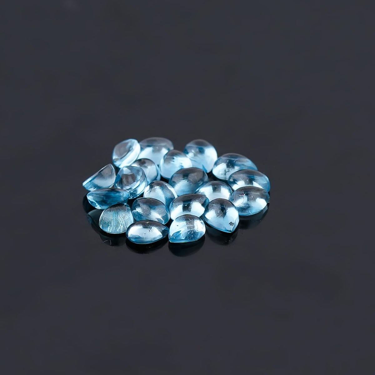 ColouredRocks (20 pcs. SWISS BLUE TOPAZ Natural Cabochon PEAR Shape Crystals, Loose Gemstone, Wholesale Polished Supply, Jewelry Making, DIY Craft, Gem Collection (4X3 mm approx.)