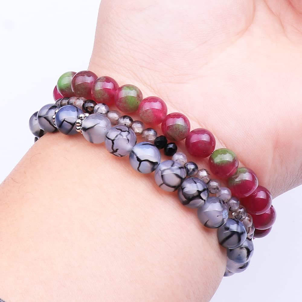 UEUC Tree of Life Yoga Healing Stone Bracelets, Multilayer Lotus Chakra Stone Reiki Bracelet Sets, Anxiety Crystal Natural Stone,for Women Stress Relief(#74)