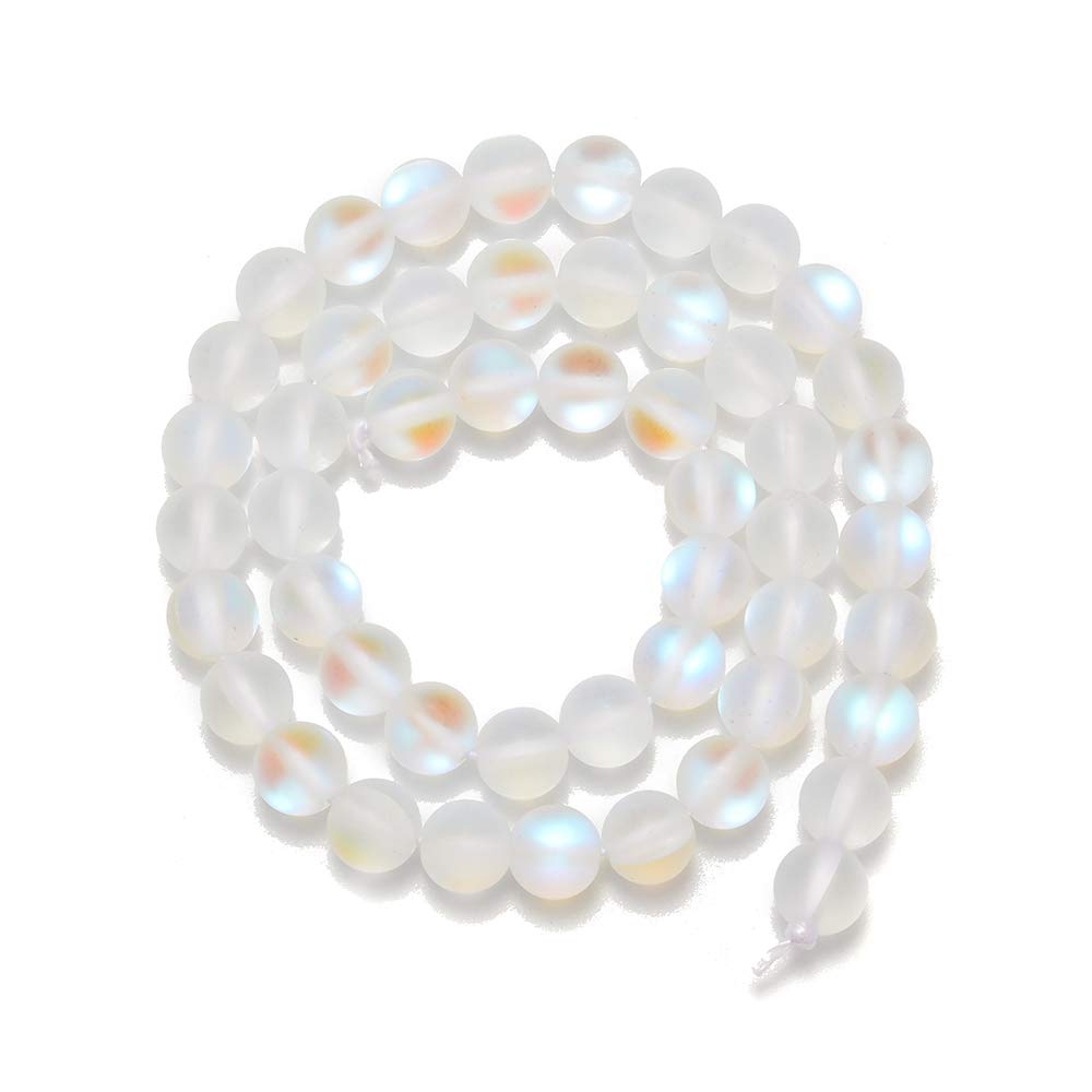 PLTbeads Gorgeous Moonstone Crystal Glass Natural Gemstone Loose Beads 6mm Matte Round Approxi 15 inch DIY Bracelet Necklace for Jewelry Making
