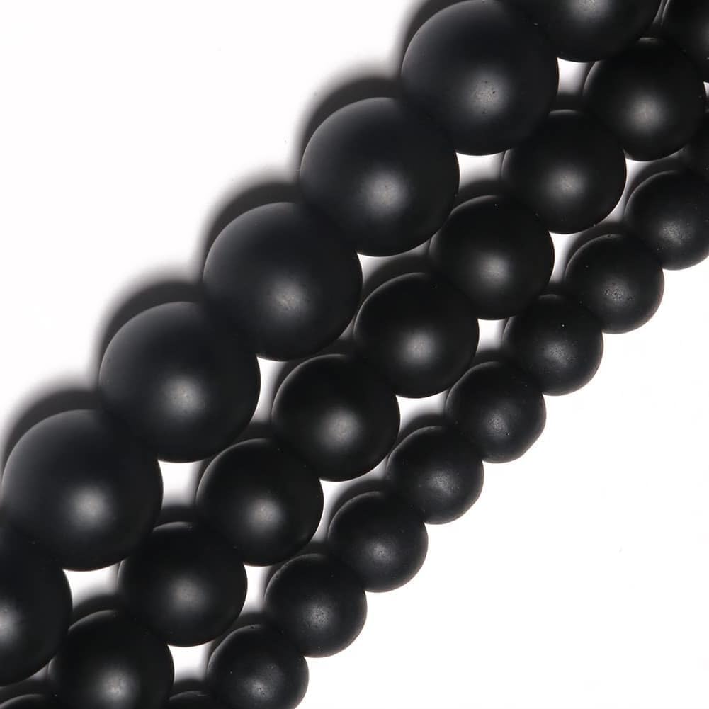 Yochus 45pcs Black Matte Onyx Agates Beads,8mm Healing Power Natural Stone Round Loose Beads for Jewelry Making Earring Necklace DIY Crafts