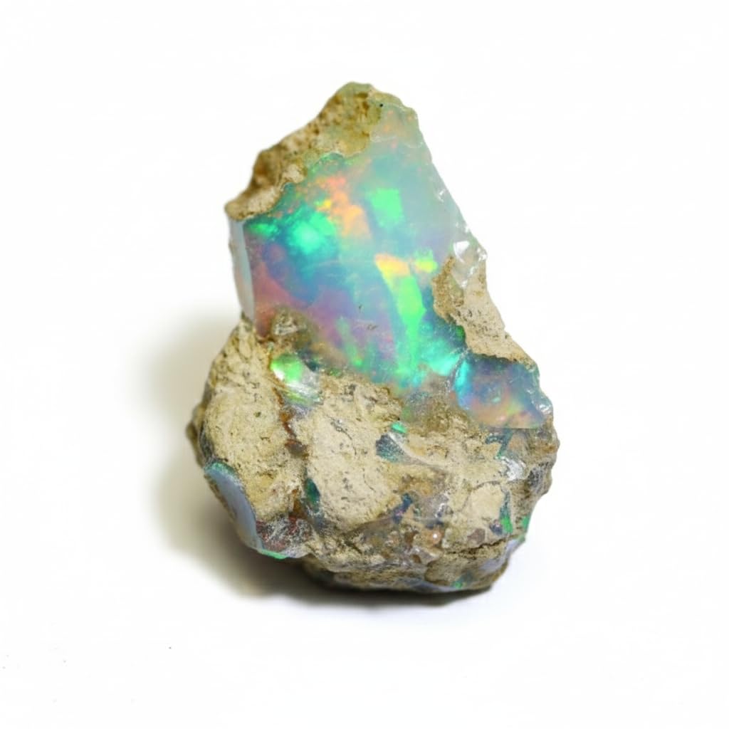 AAAA+ Natural Ethiopian Welo Opal Rough Stone – Ultra Fire Striking Raw Crystal | Handpicked Opal Rock for Jewelry Making | October Birthstone Gemstone (11.45 carat)