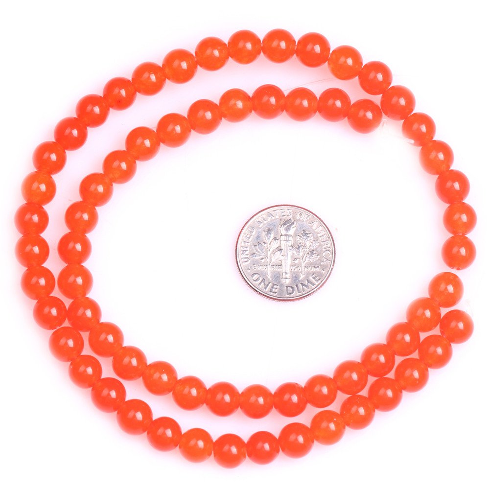 Orange Jade Beads for Jewelry Making Gemstone Semi Precious 6mm Round 15" JOE FOREMAN