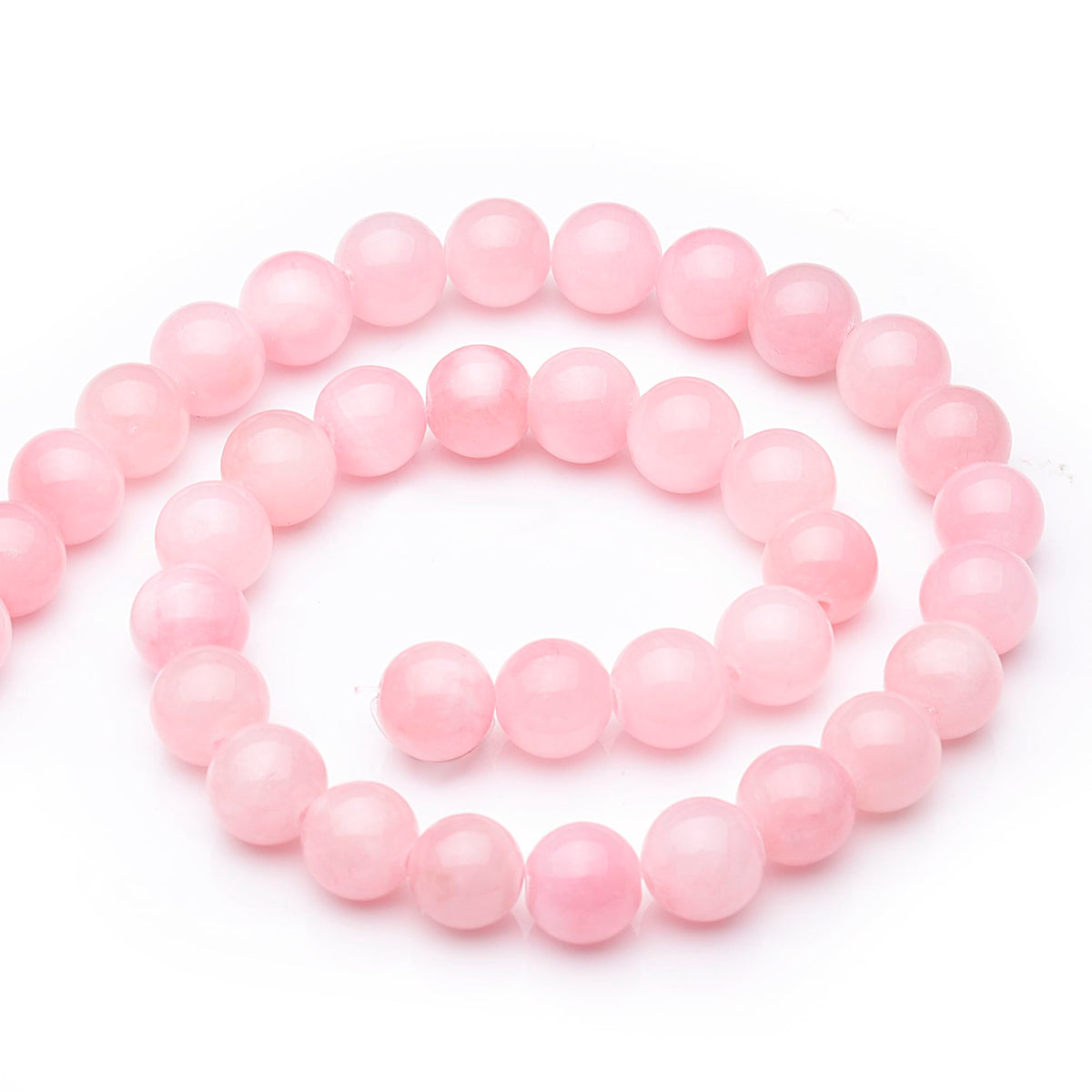 Youngbling Natural Gemstone Beads for Jewelry Making,8mm Pink Jade Polished Round Smooth Stone Beads for Bracelet Necklace 15 Inch(Pink Jade,8mm)