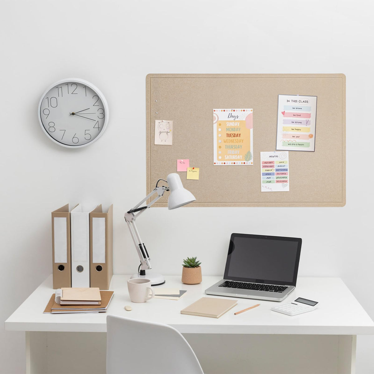 Lightomorrow Bulletin Board, 36 x 24 inches Felt Board - Decorative Pin Board, Cork Board Alternative for Wall, 3' x 2' Foldable Self-Adhesive Vision Board Prayer Board with 20 Pushpins - Beige Brown