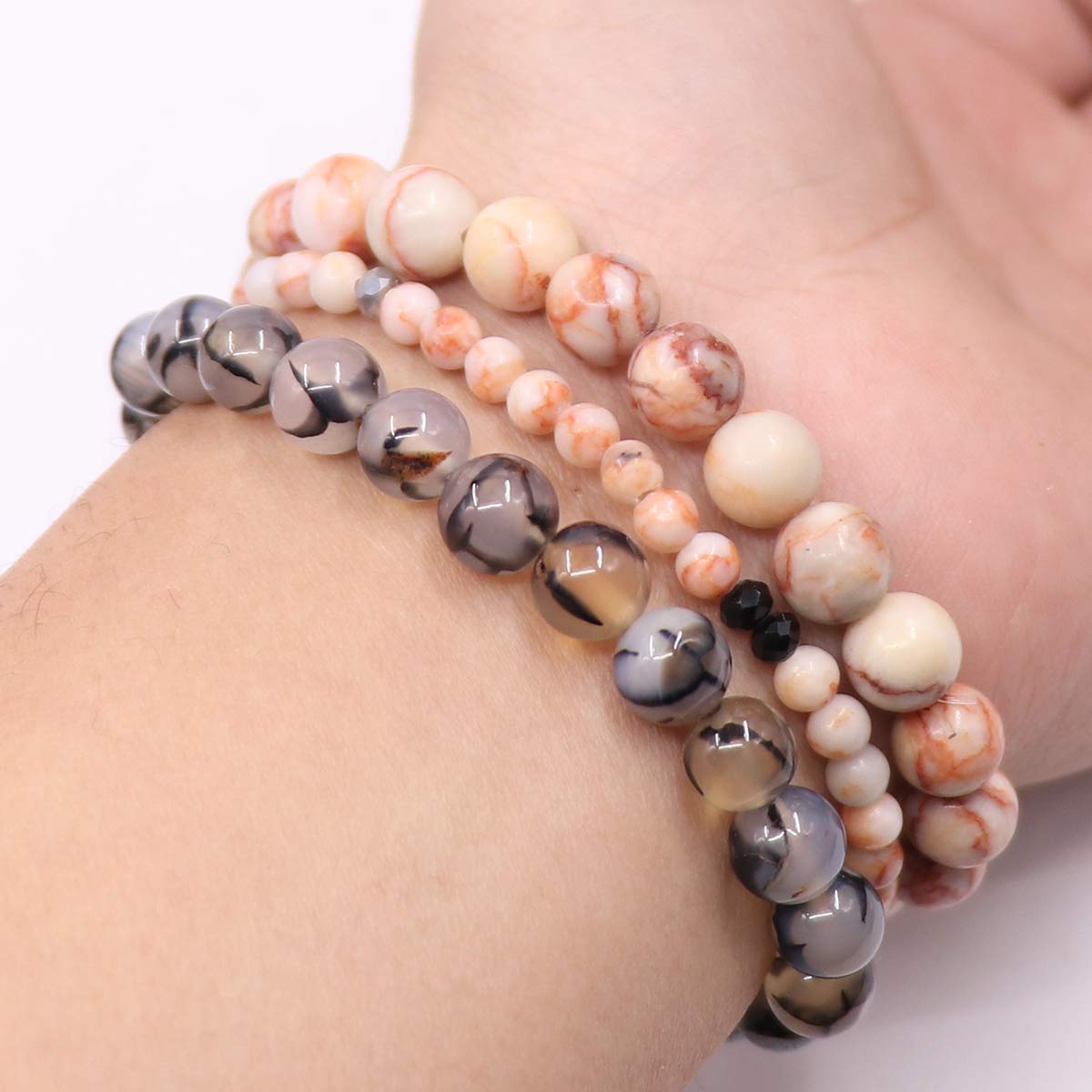 UEUC Tree of Life Yoga Healing Stone Bracelets,Multilayer Lotus Chakra Stone Reiki Bracelet Sets,Anxiety Crystal Natural Stone,for Women Stress Relief