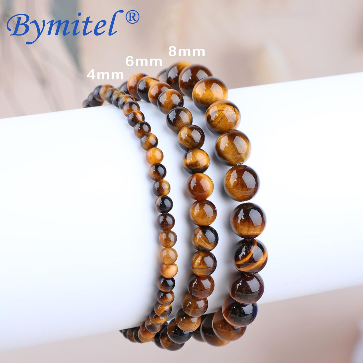 Bymitel 6mm Yellow Tiger's Eye - Handmade Reiki Gemstone Stretch Bracelet, Natural Beauty & Spiritual Essence, Crystal Healing for Unisex Adults