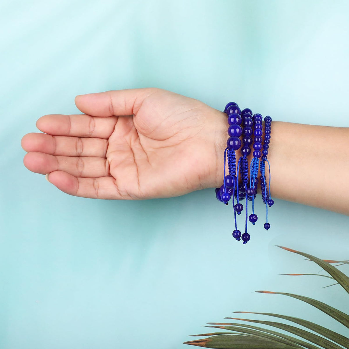AD Beads 4mm Blue Lapis Jade - Profession Success - Handmade Natural Stone Crystal Bracelet with Adjustable Macrame String - Yoga Healing Power Energy Gifts for Men and Women