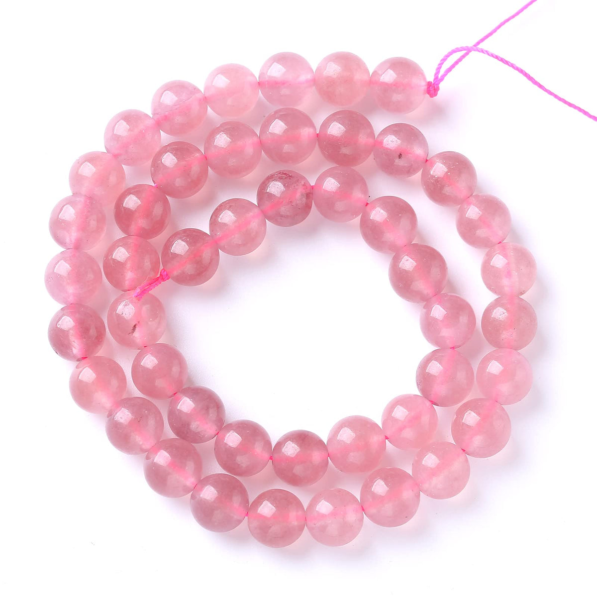 10mm 36pcs Natural Strawberry Quartz Crystal Jades Stone Beads for Jewelry Making DIY Bracelet Necklace Accessories 15" Energy Healing Power Stone Beads (Strawberry Quartz Crystal Jades, 10mm)