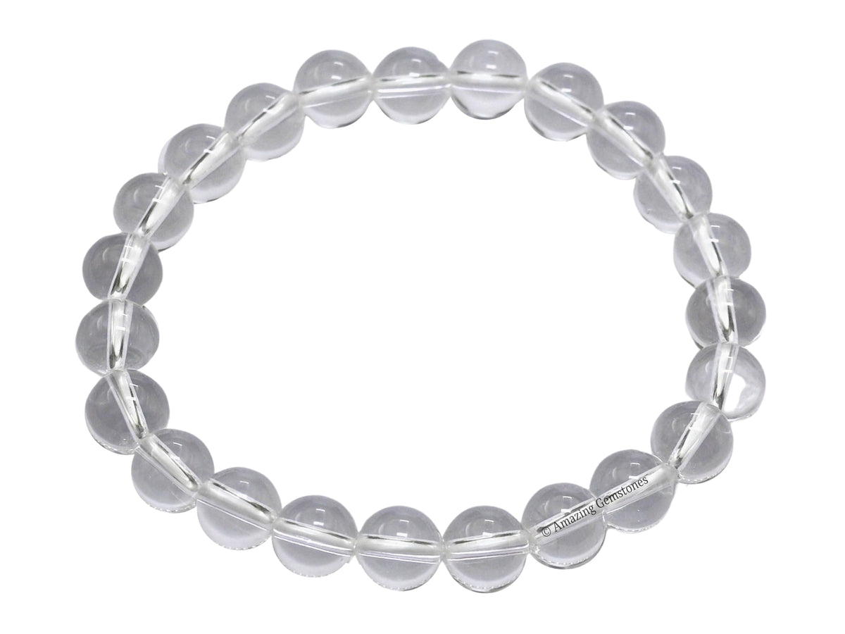 Amazing Gemstone Crystal Bracelet for Women Men's Gifts - Protection Healing Crystal Bracelet - 8mm Gemstone Beaded Stretchable Bracelet Pulseras Para Hombres Mujer Stocking Stuffers Mothers Day Gift (Clear Quartz)