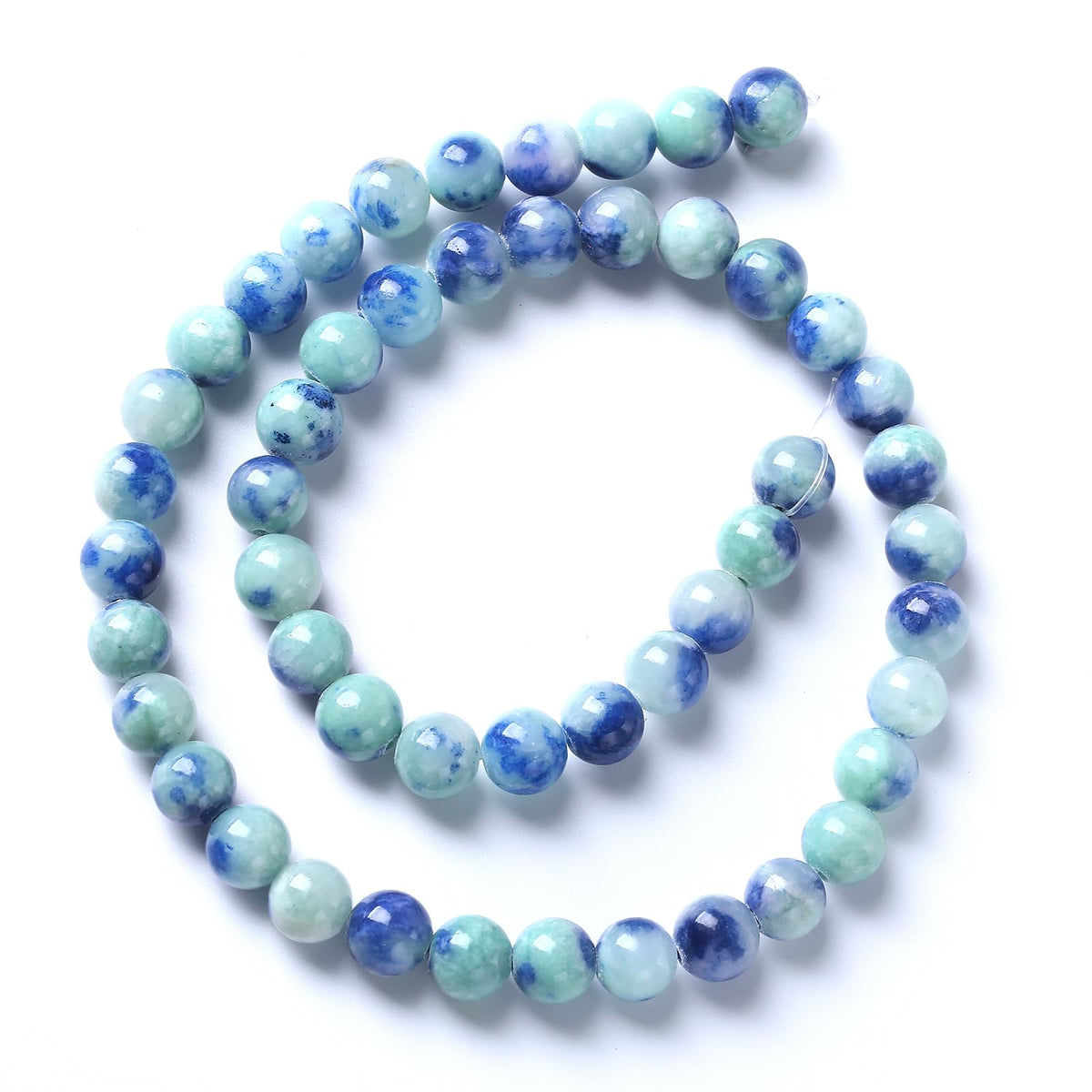 6MM 60PCS Peacock Blue Persian Jade Spacer Loose Beads for Jewelry Making DIY Bracelet Necklace