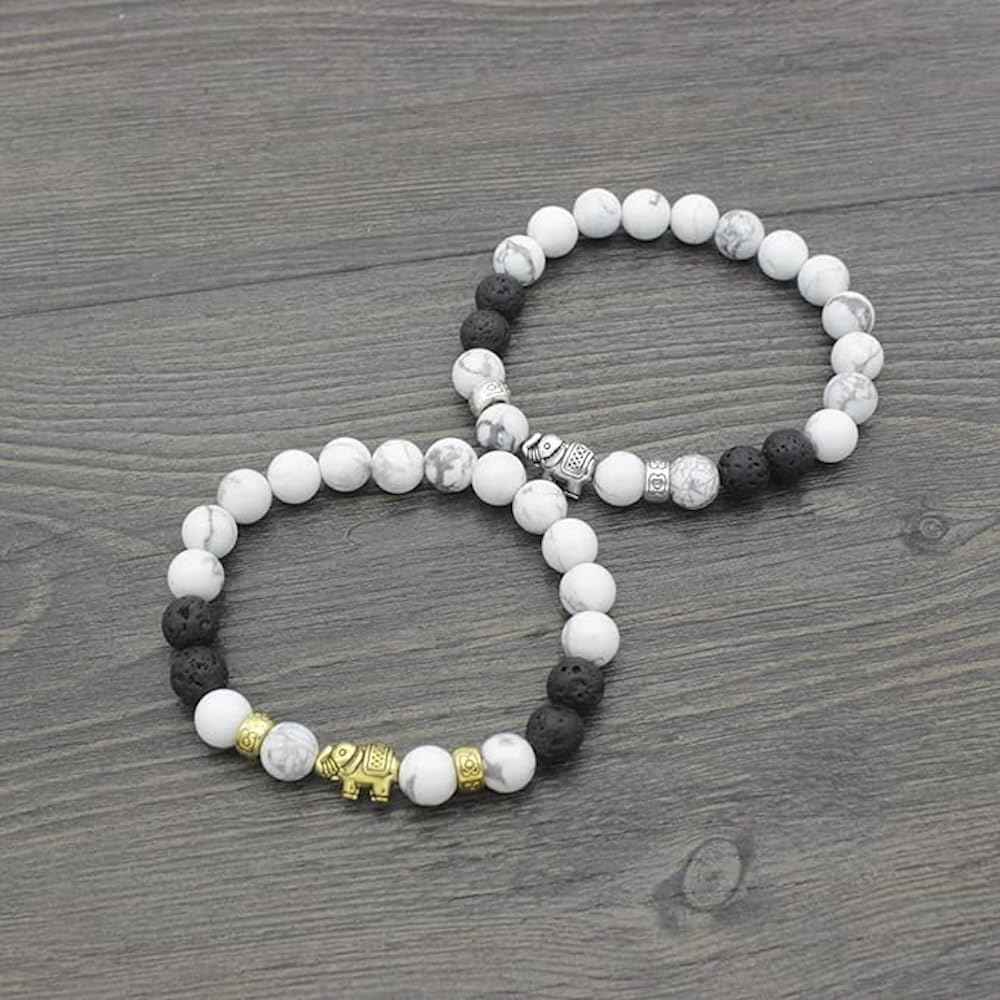 Jewellify Women's Beaded Bracelet Set | Colorful Boho Stackable Trendy Design with Crystal Accents Multilayer Bangle Bracelet | Fashion Stretch Braclets Jewelry for Women (Elephant)