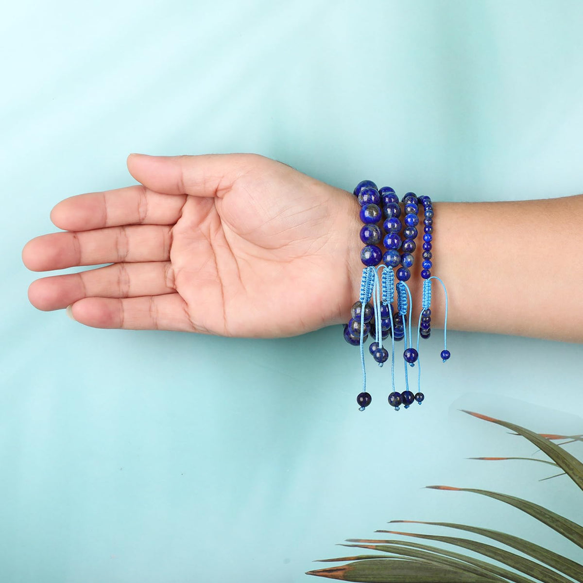 AD Beads 4mm Lapis Bracelet - Stone of the Creativity energy stone - Handmade Natural Stone Crystal Bracelet with Adjustable Macrame String - Yoga Healing Power Energy Gifts for Men and Women