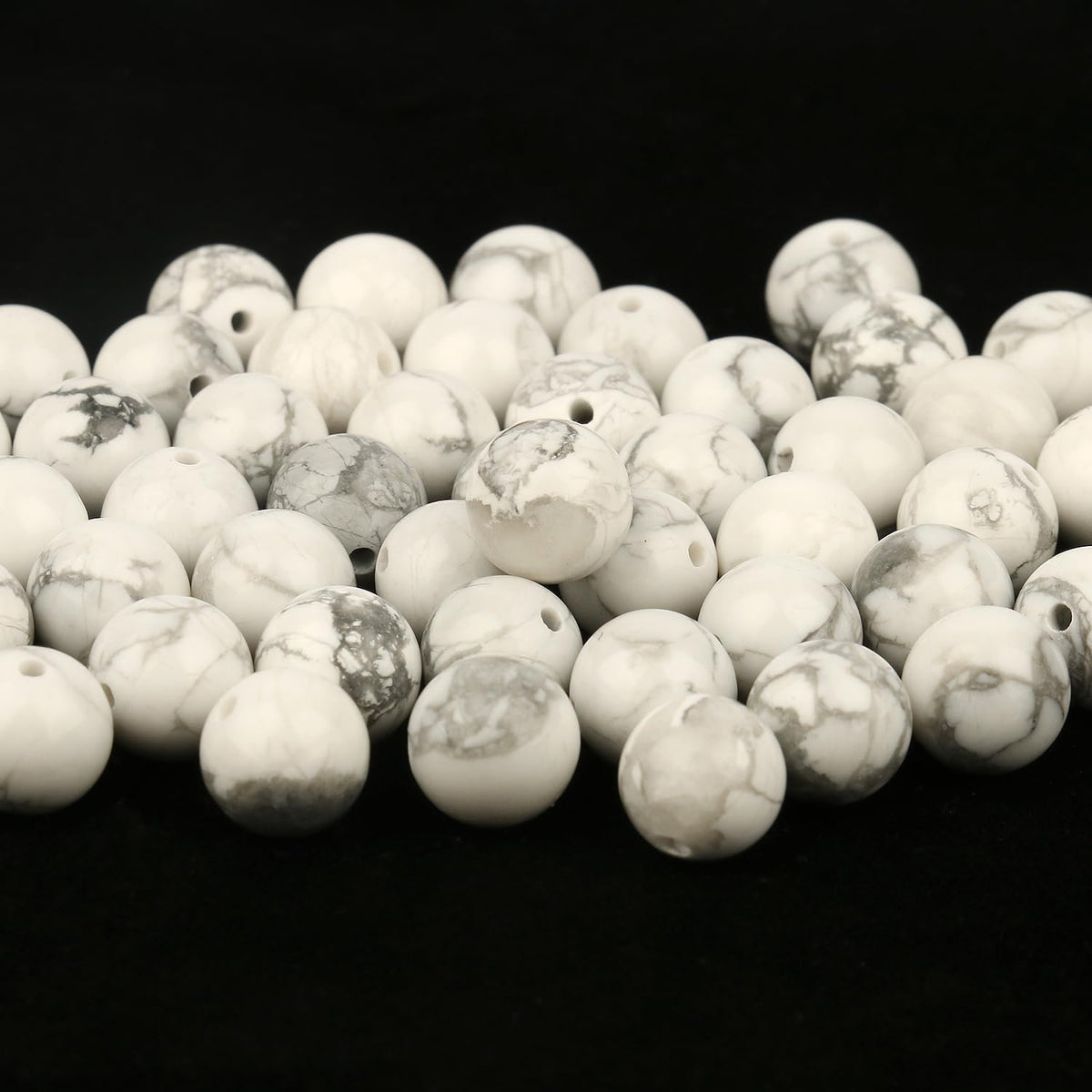 About 60pcs 6mm Natural Stone Beads White Howlite Beads Crystal Gemstone for Jewelry Making, DIY Bracelet Necklace