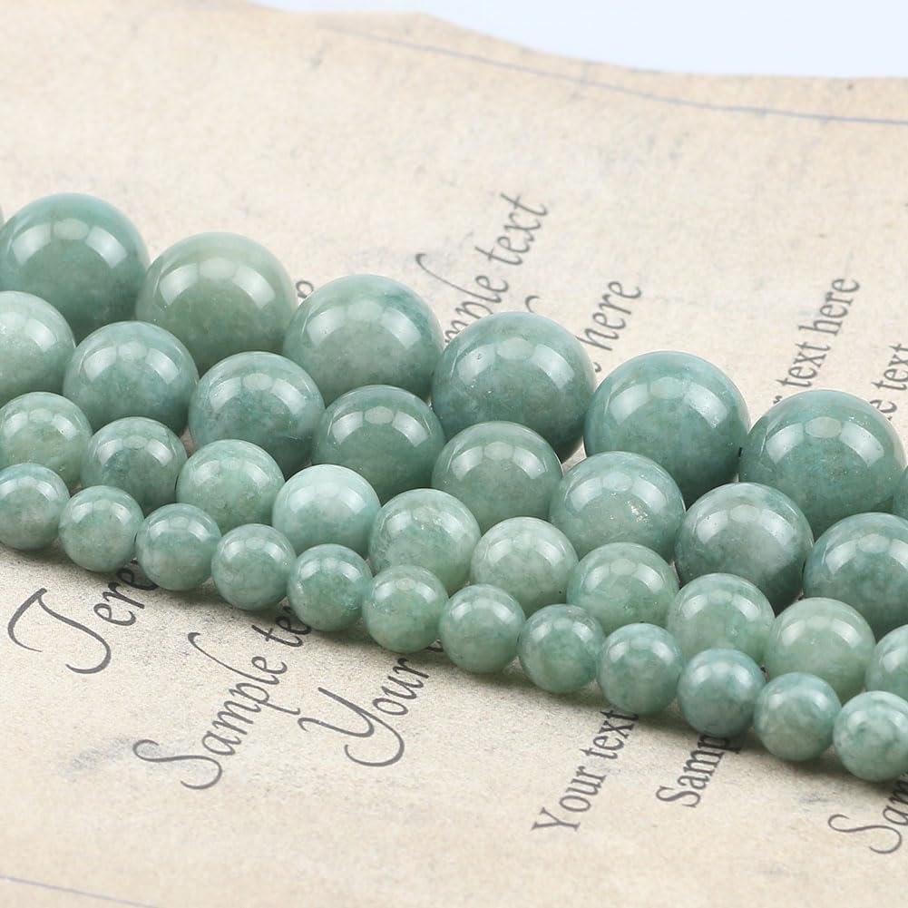 Yochus 60pcs Burmese Jade Beads,6mm Healing Power Natural Stone Round Loose Gemstone Beads for Jewelry Making Earring Necklace DIY Crafts