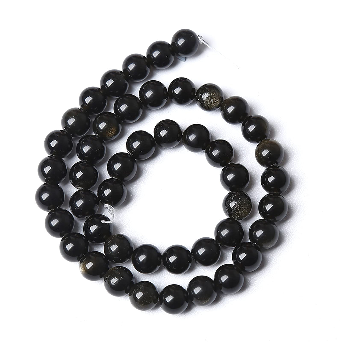 6MM 60PCS Natural Stone Golden Obsidian Loose Spacer Beads for Jewelry Making DIY Bracelet