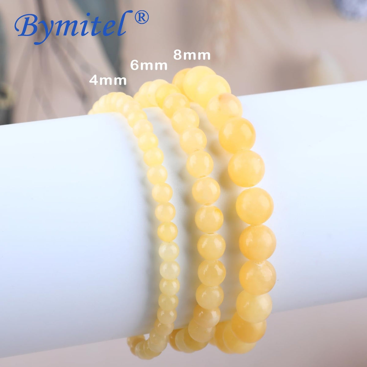 Bymitel 6mm Yellow Jade - Handmade Reiki Gemstone Stretch Bracelet, Natural Beauty & Spiritual Essence, Crystal Healing for Unisex Adults