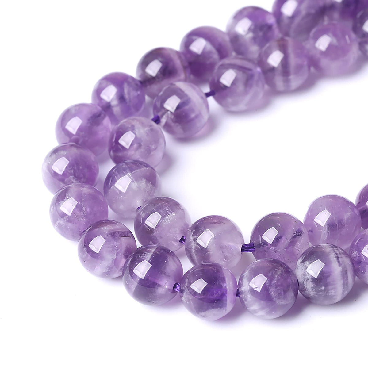 6MM 61PCS Purple Amethyst Dream Lace Beads Natural Quartz Crystal Stone Loose Beads for Jewelry Making DIY Bracelet Grade A+ 15 inches Strand