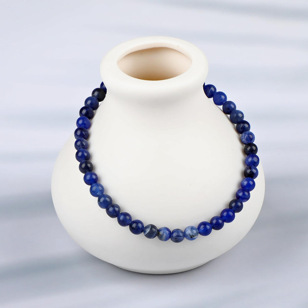 LPBeads Handmade Natural Gemstone Stretch Elastic 4mm Blue Sodalite Bracelet Healing Crystal Round Stone Beads Jewelry Gifts for Women Men