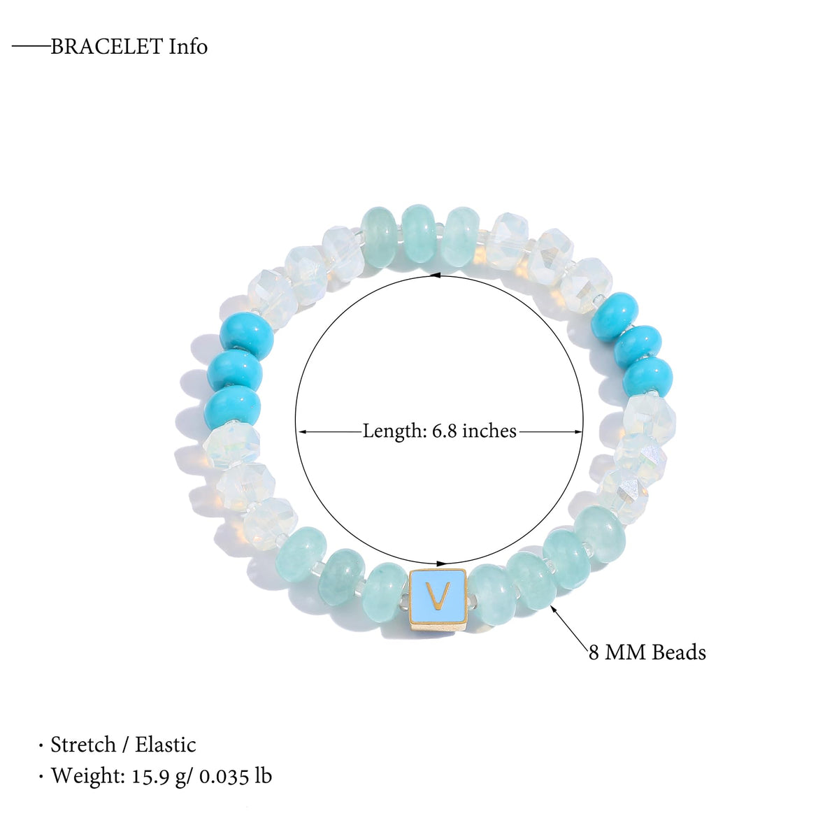 SLYAIH Colorful Beaded Initial Bracelets for Women Boho Crystal Beaded Elastic Stretch Bracelet A-Z Letter Bracelet Handmade Jewelry Gifts for Women