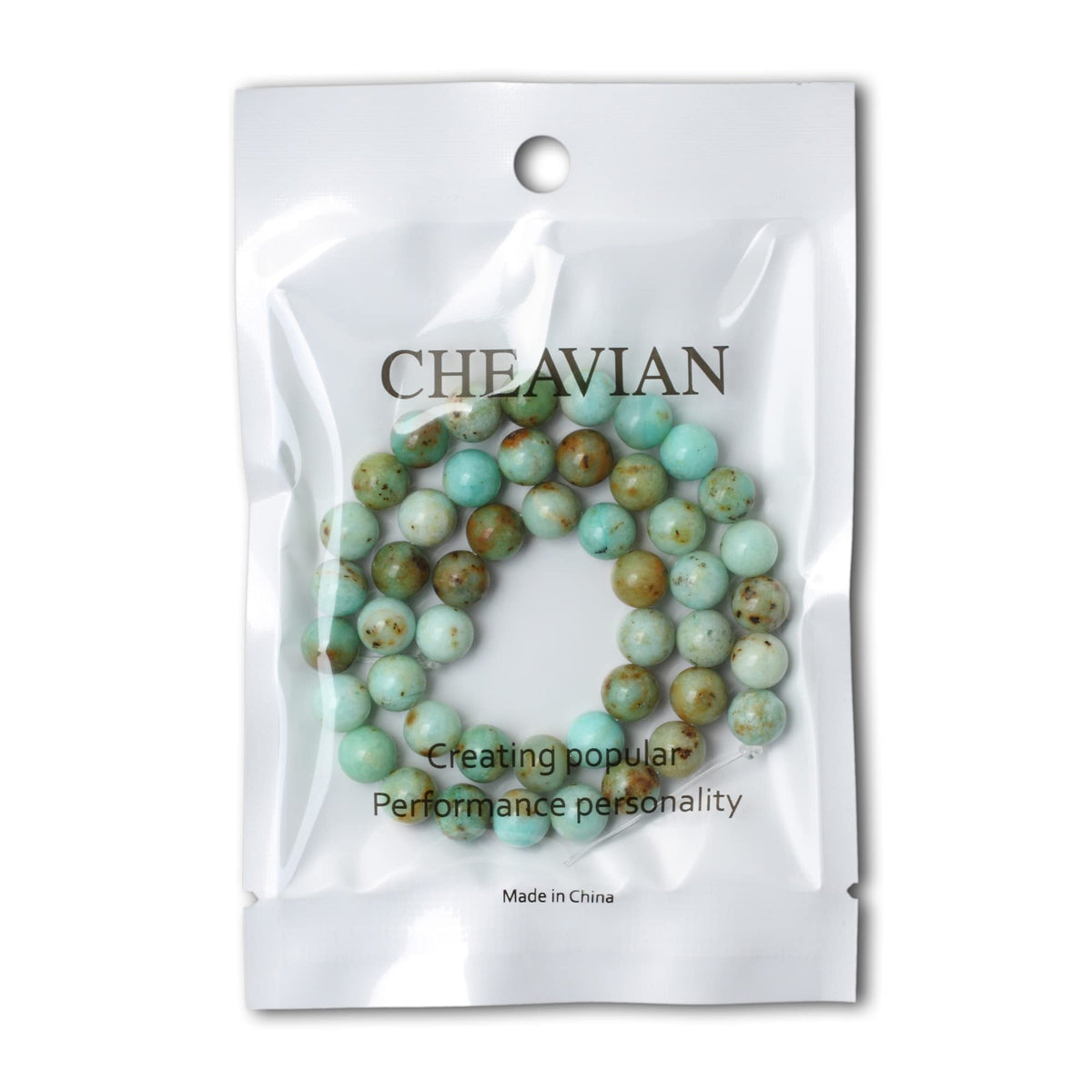 CHEAVIAN 45PCS 8mm Natural Mongolian Turquoise Stone Round Loose Beads for Jewelry Making 1 Strand 15"