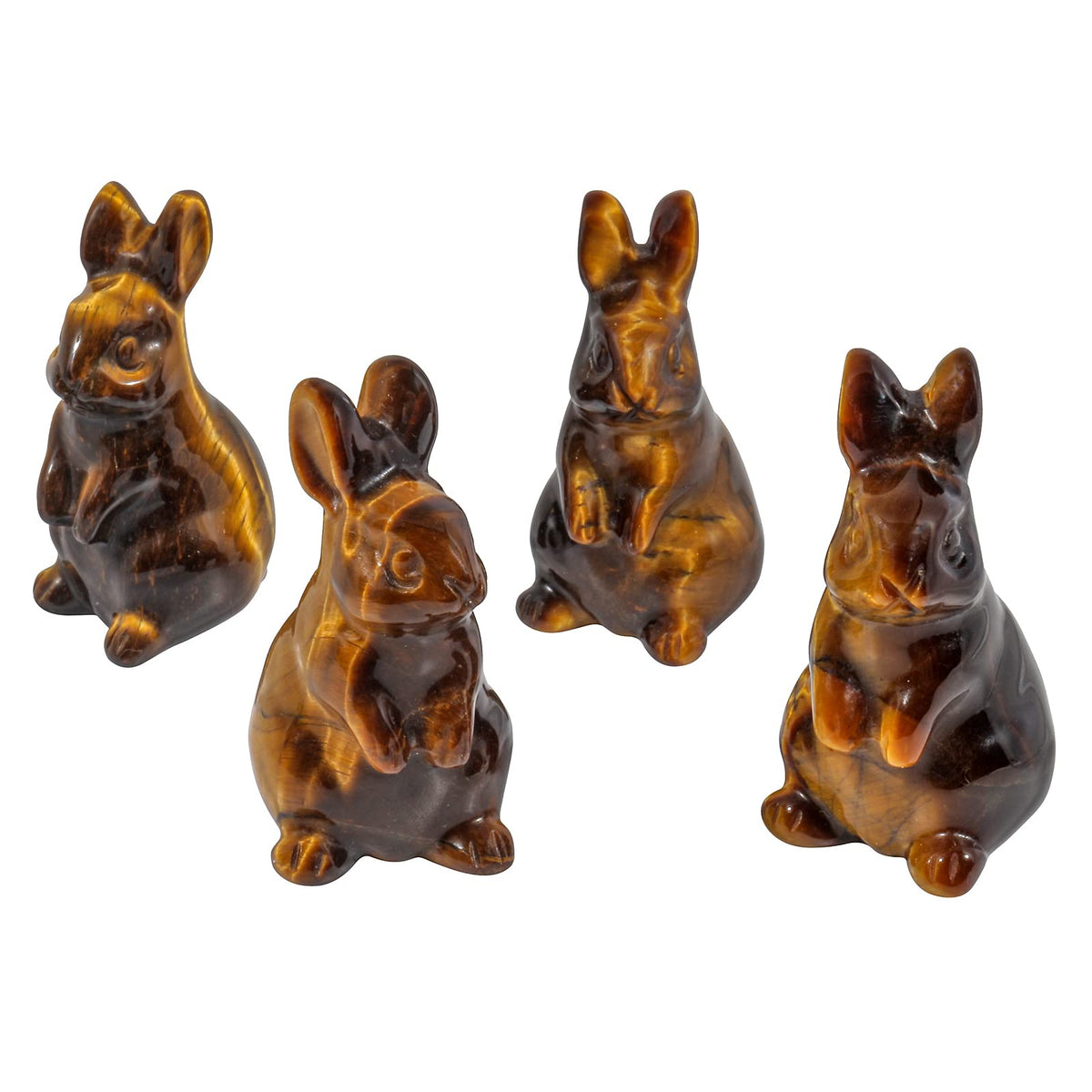 Loveliome Rabbit Crystal Decor Figurines, 2 Inches Natural Healing Stones Hand Carved Sculpture Ornaments Colletctible, Tiger's Eye