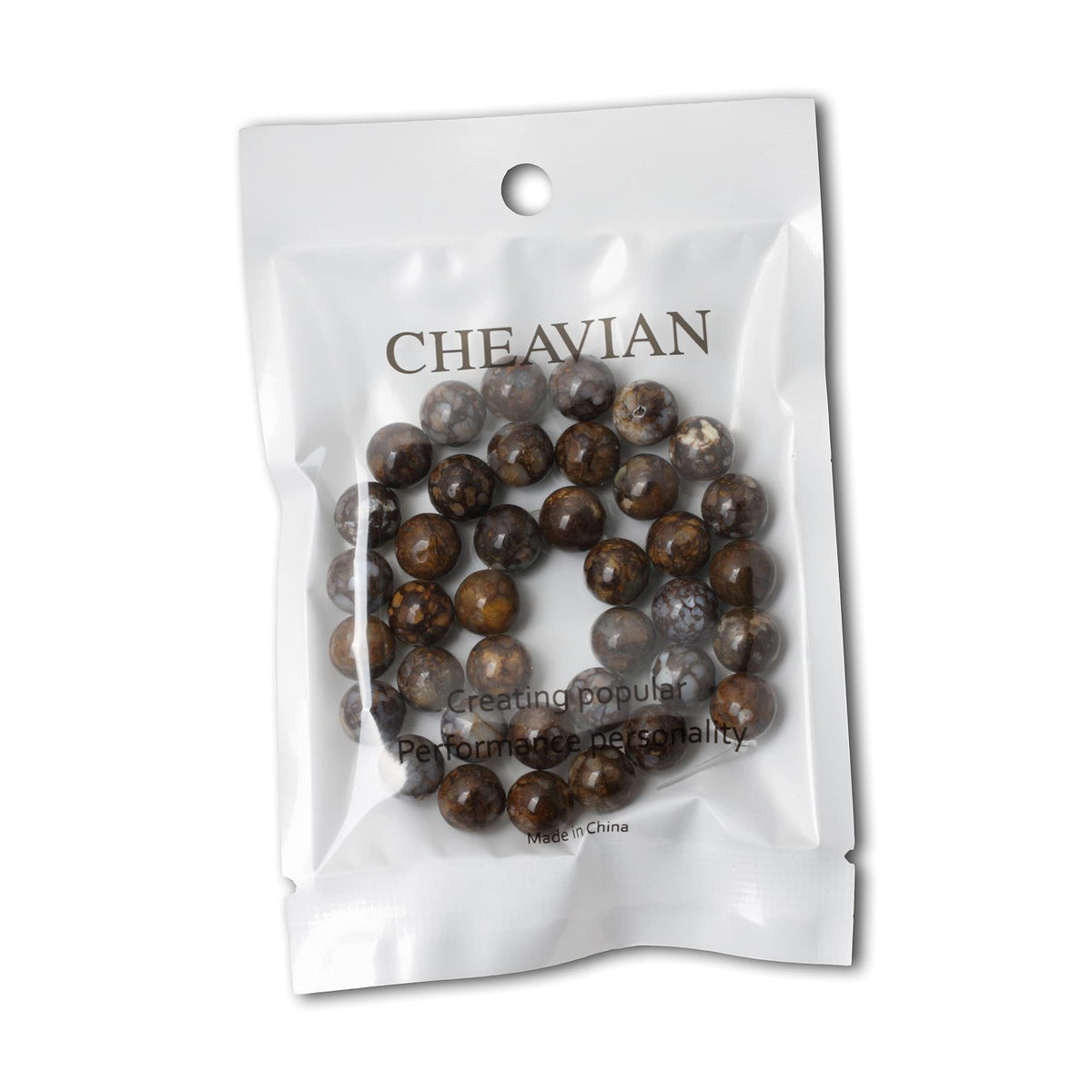 CHEAVIAN 35PCS 10mm Natural Fire Lace Opal Round Loose Beads for Jewelry Making DIY Bracelet Necklace Materials 1 Strand 15"