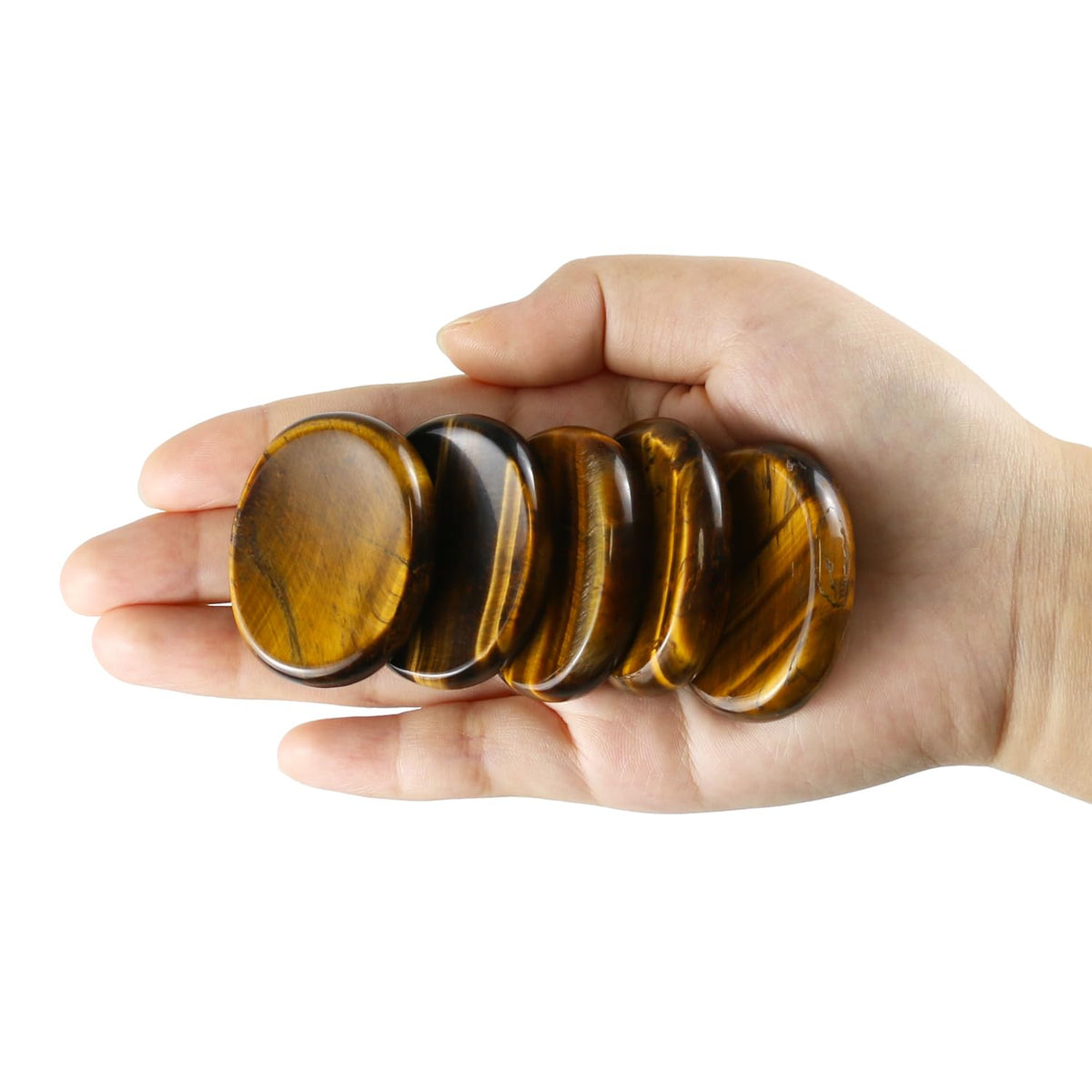 Namzi Tigers Eye Crystals Rock Worry Stones for Kids, Oval Palm Stone, Thumb Stone, Crystals and Healing Stones Quartz Bulk for Wicca, Reiki, Healing Energy, Chakra Stones, Witchcraft Supplies(1PCS)