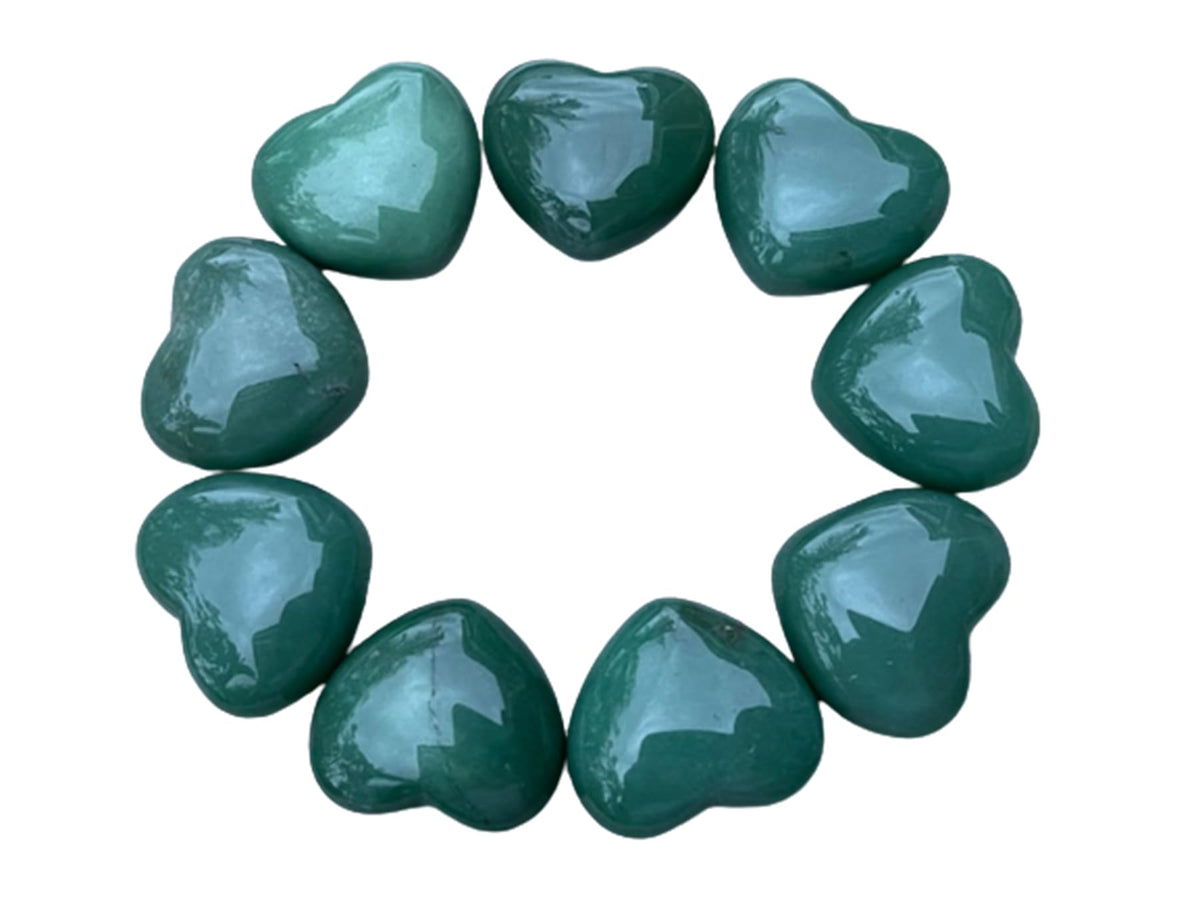 Green Aventurine Gemstone Hearts, Polished Green Aventurine Puffy Hearts, Green Aventurine Crystal Palm Stone, Green Aventurine Healing Crystal Hearts (1 Heart)