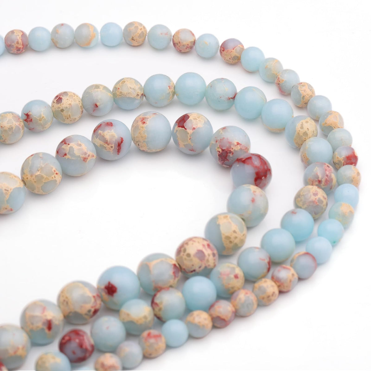 35pcs 10mm Natural Gemstone Beads for Jewelry Making Supplies,Sky Blue Jasper Healing Crystal Polished Round Loose Stone Beads for Bracelet Necklace 15 Inch