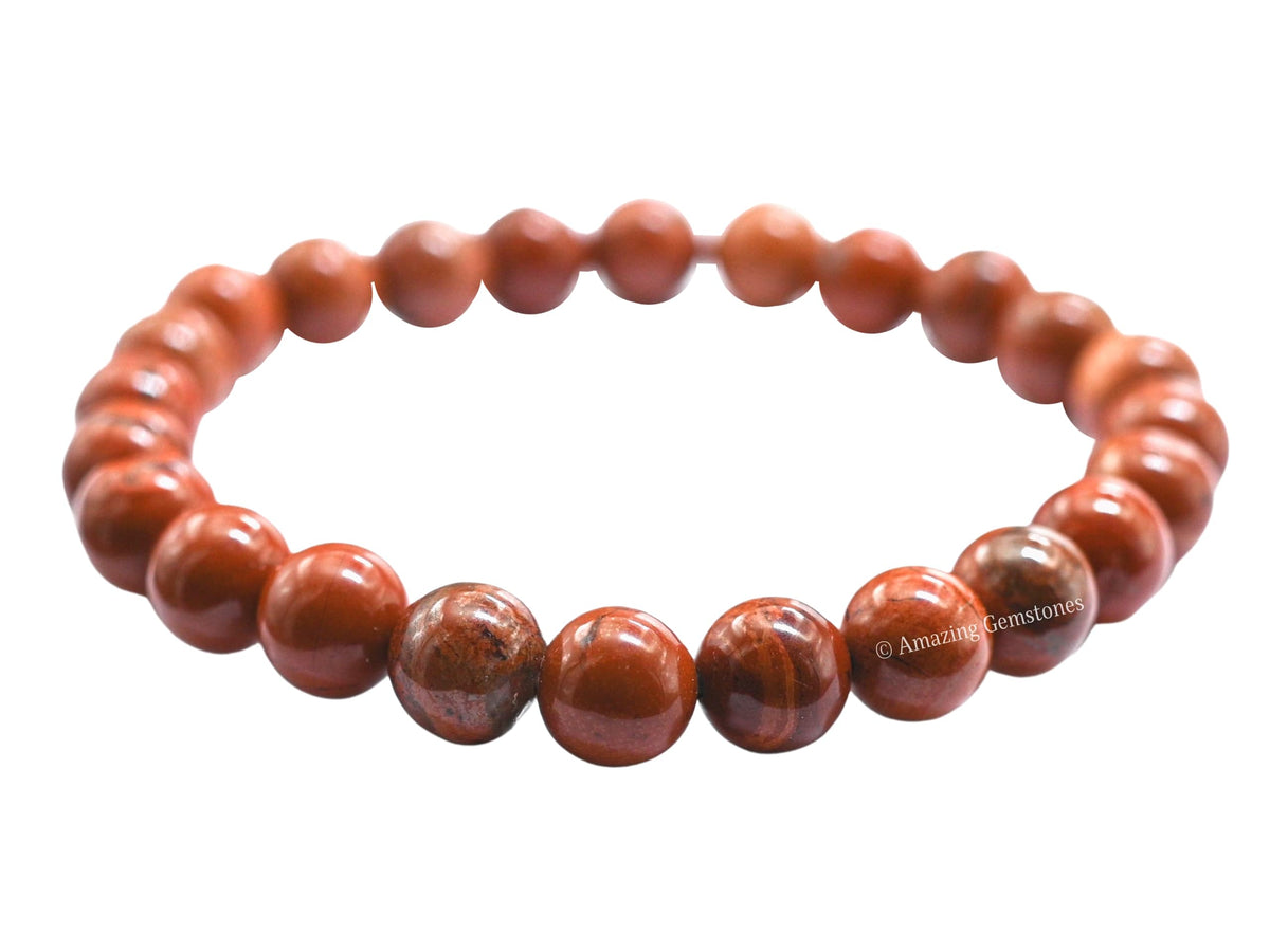 Amazing Gemstone Crystal Bracelet for Women Men's Gifts - Protection Healing Crystal Bracelet - 8mm Gemstone Beaded Stretchable Bracelet Pulseras Para Hombres Mujer Stocking Stuffers Mothers Day Gift (Red Jasper)