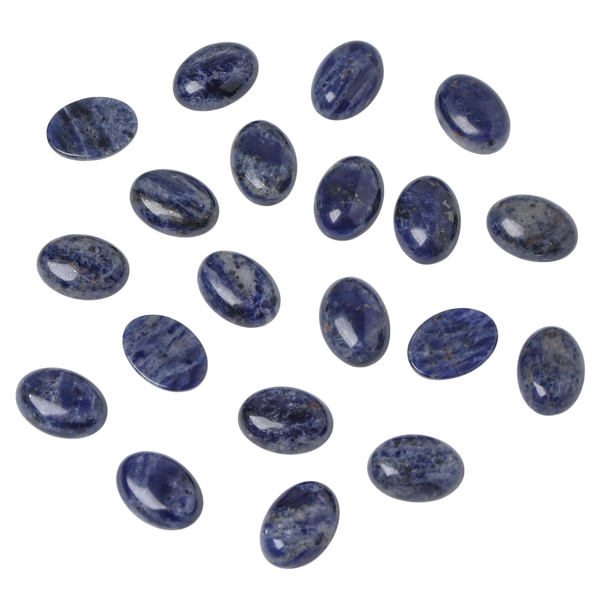 Loveliome 18x13mm Oval Cabochons Flatback Crystal Stone Gemstones Beads for Jewelry Making DIY Pack of 10, Sodalite