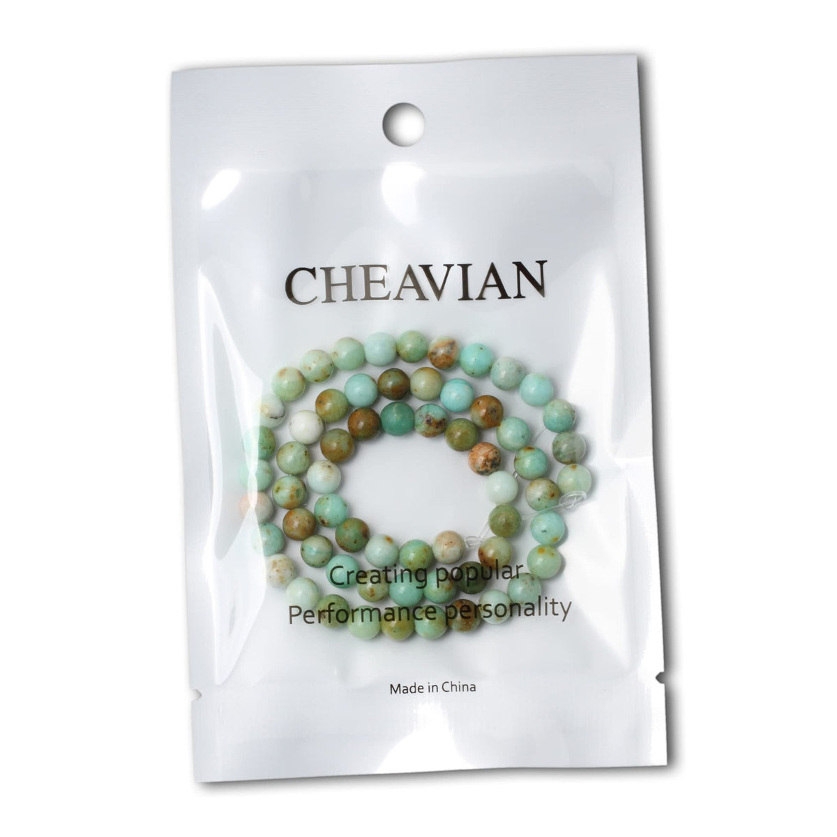 CHEAVIAN 60PCS 6mm Natural Mongolian Turquoise Stone Round Loose Beads for Jewelry Making 1 Strand 15"